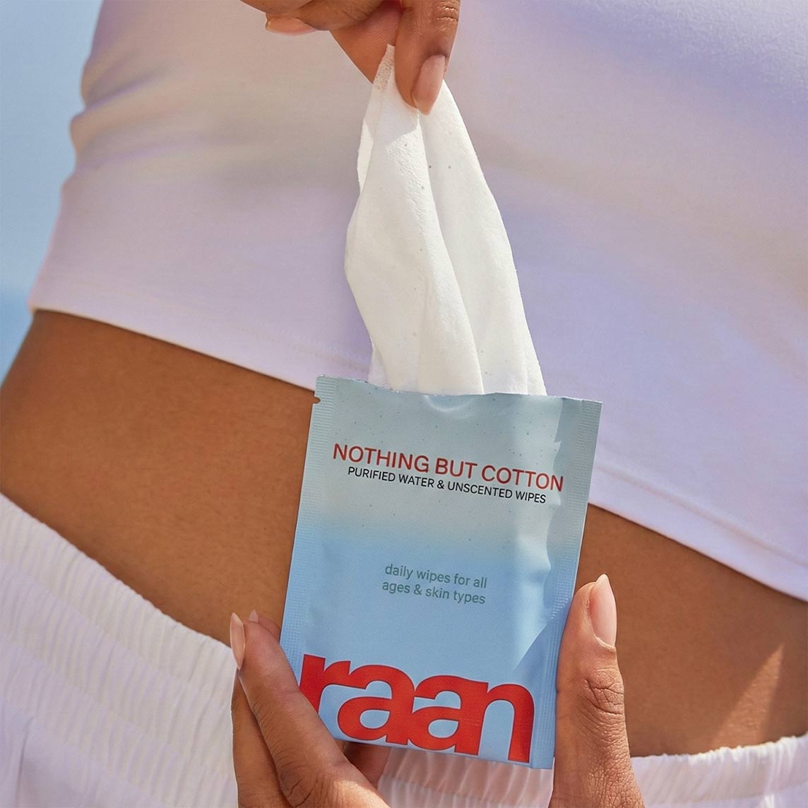 100% COTTON WATER WIPES, UNBLEACHED. POCKET SIZE