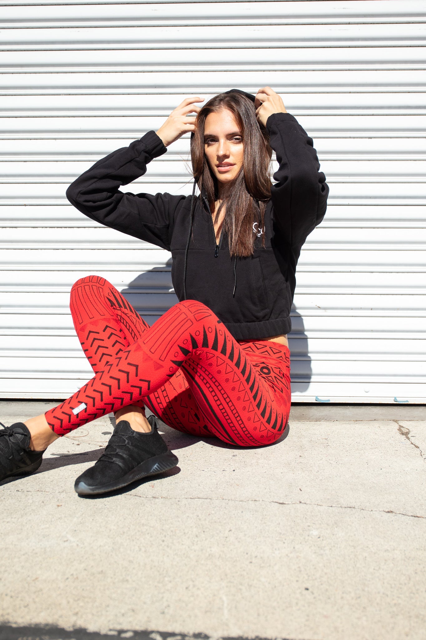 COCO 1/4 Zip Crop Hoodie - Black