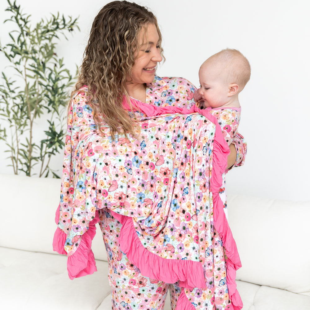 Lillian's Garden Bamboo Ruffle Toddler Blanket