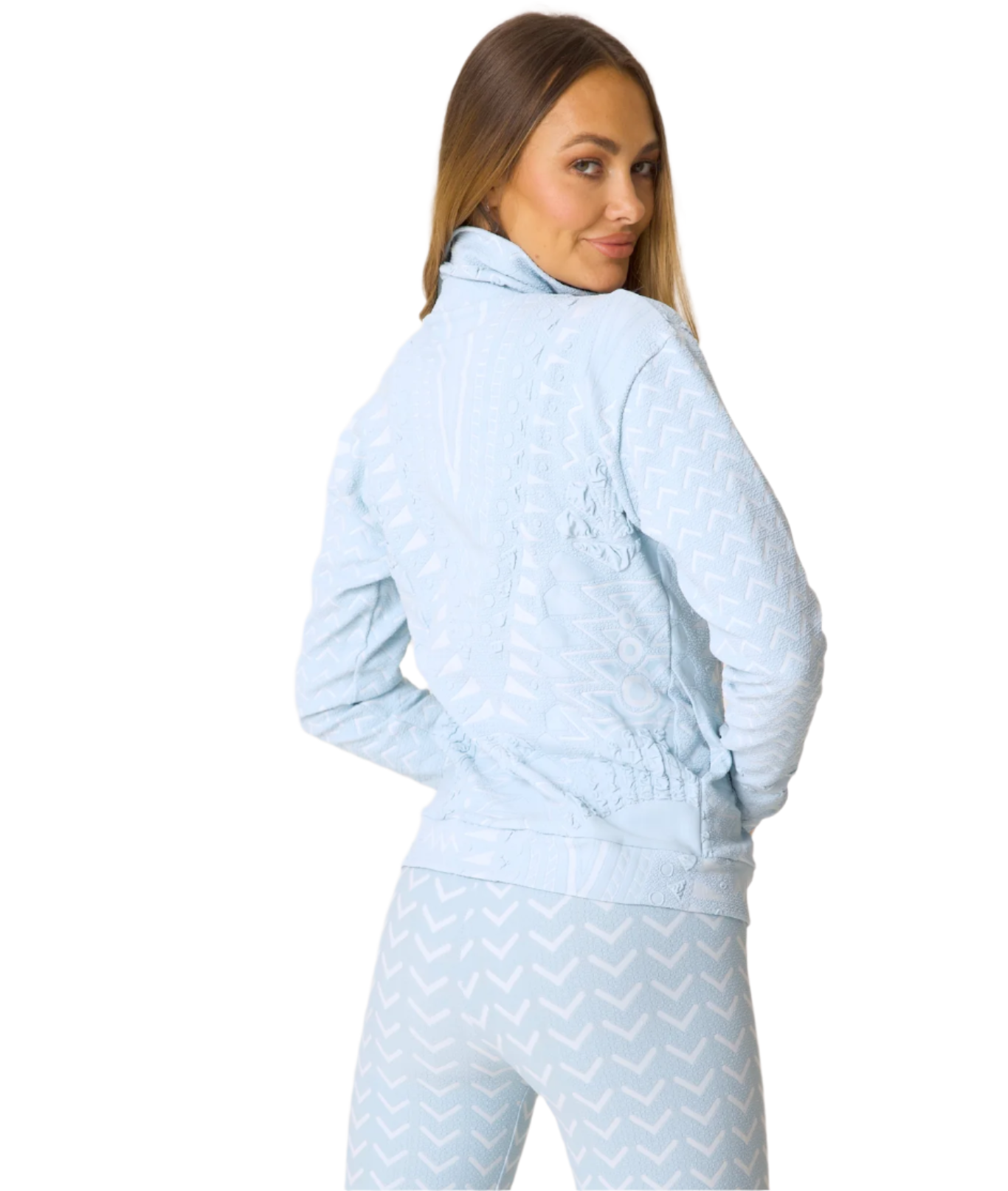 Aztec Jacket | Powdered Blue Jacquard