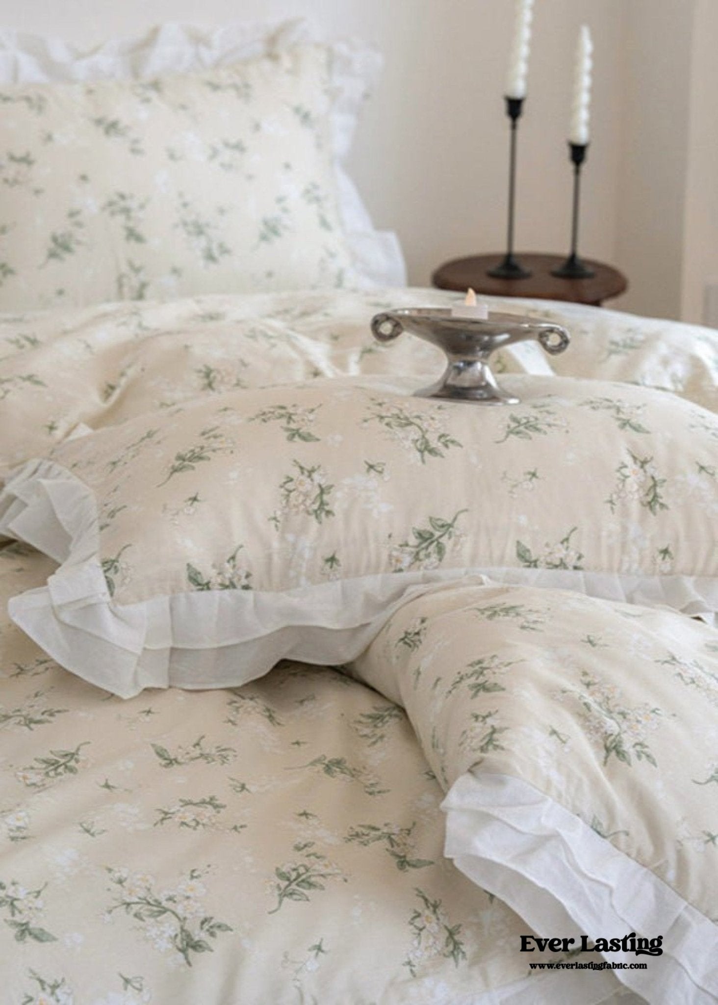 Annie Lace Ruffle Floral Bedding Set / Pink