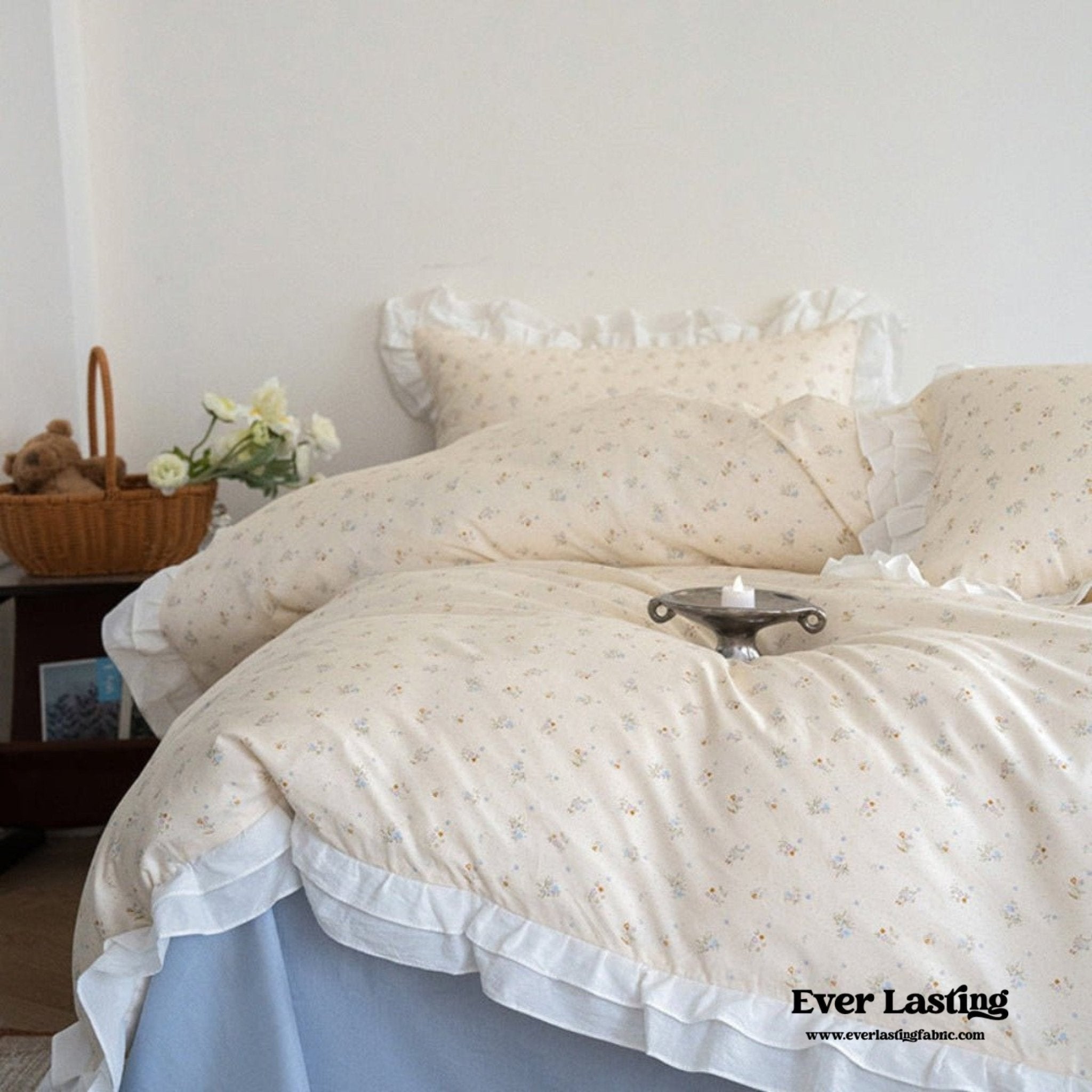 Annie Lace Ruffle Floral Bedding Set / Pink