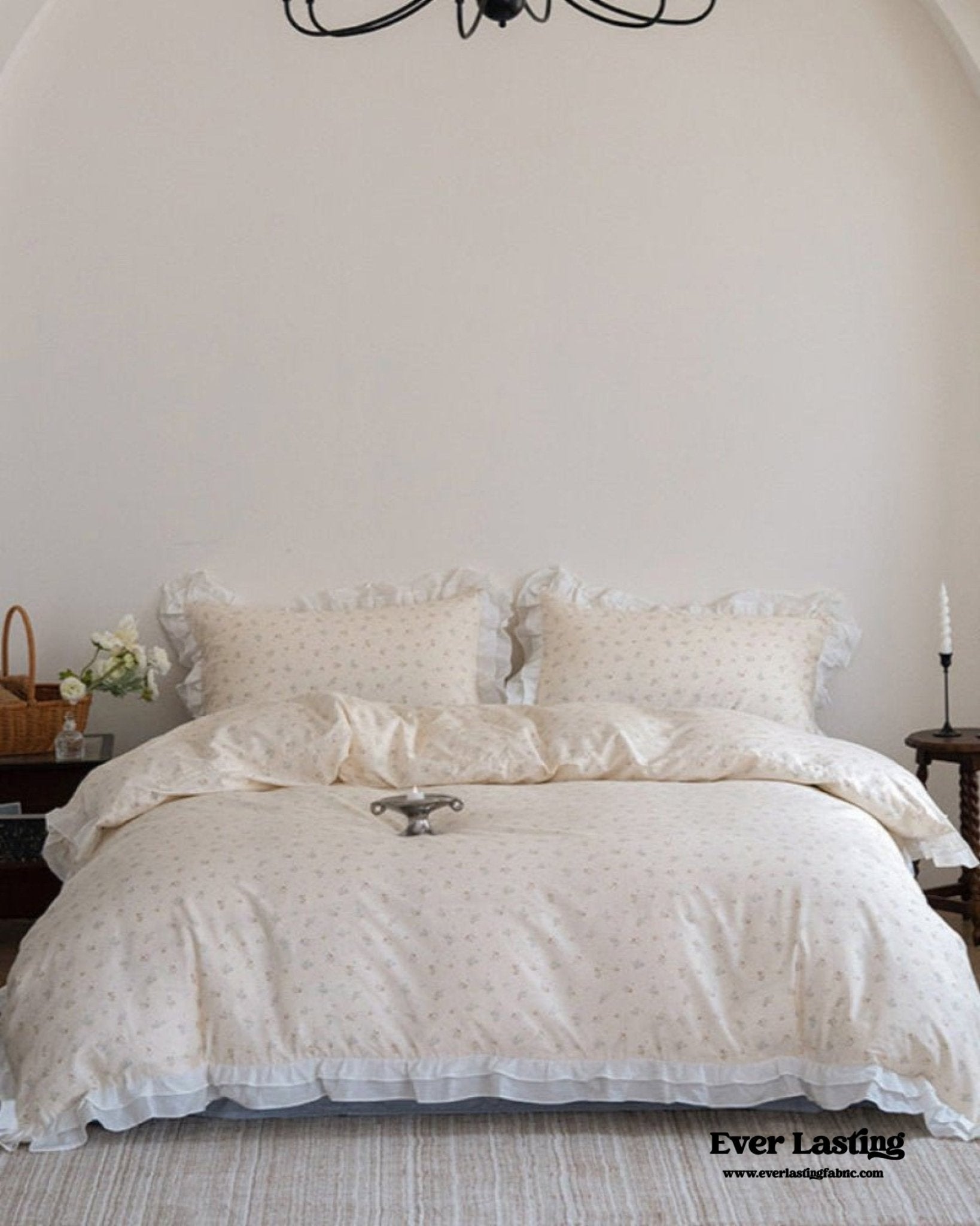 Annie Lace Ruffle Floral Bedding Set / Pink