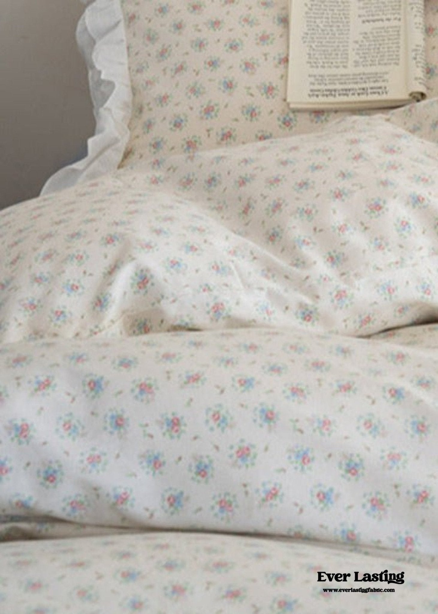 Annie Lace Ruffle Floral Bedding Set / Pink Beige