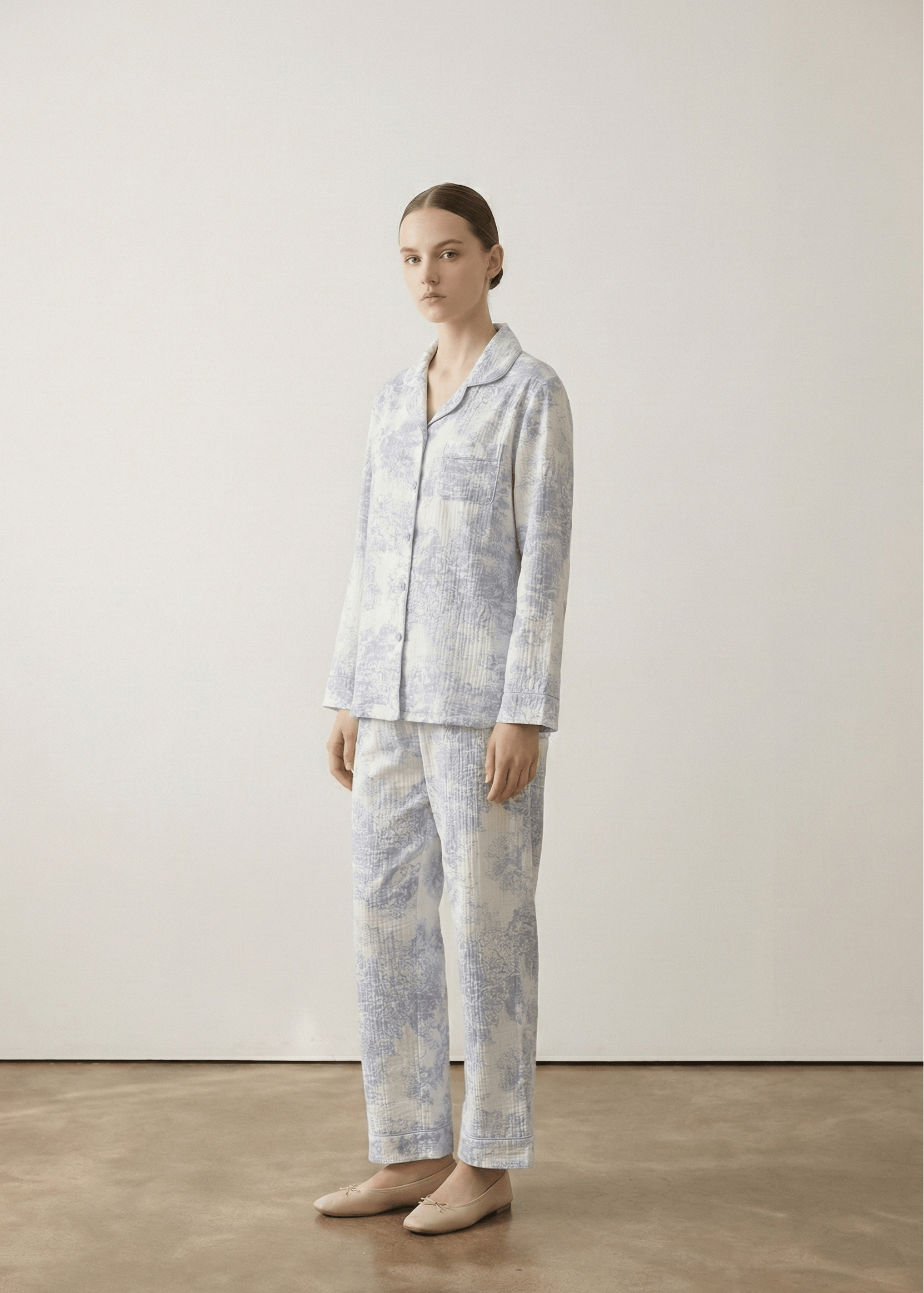 Blush Mist Cotton Pajama Set / Blue