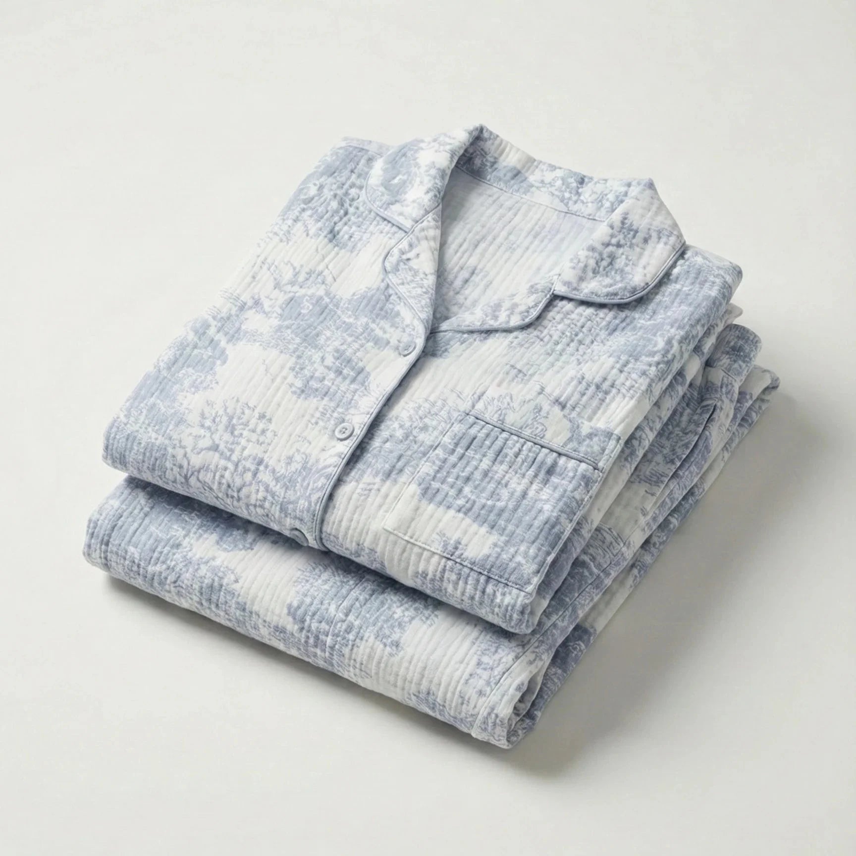 Blush Mist Cotton Pajama Set / Blue