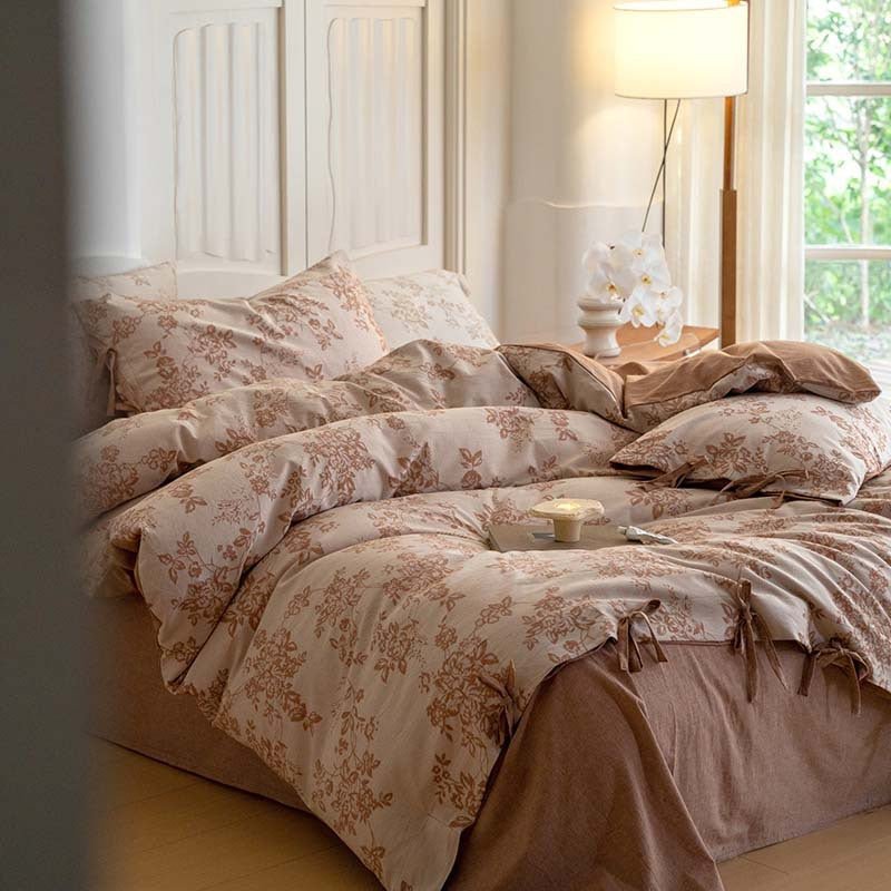 Bonnie Ribbon Bow Tie Floral Bedding Set / Blue