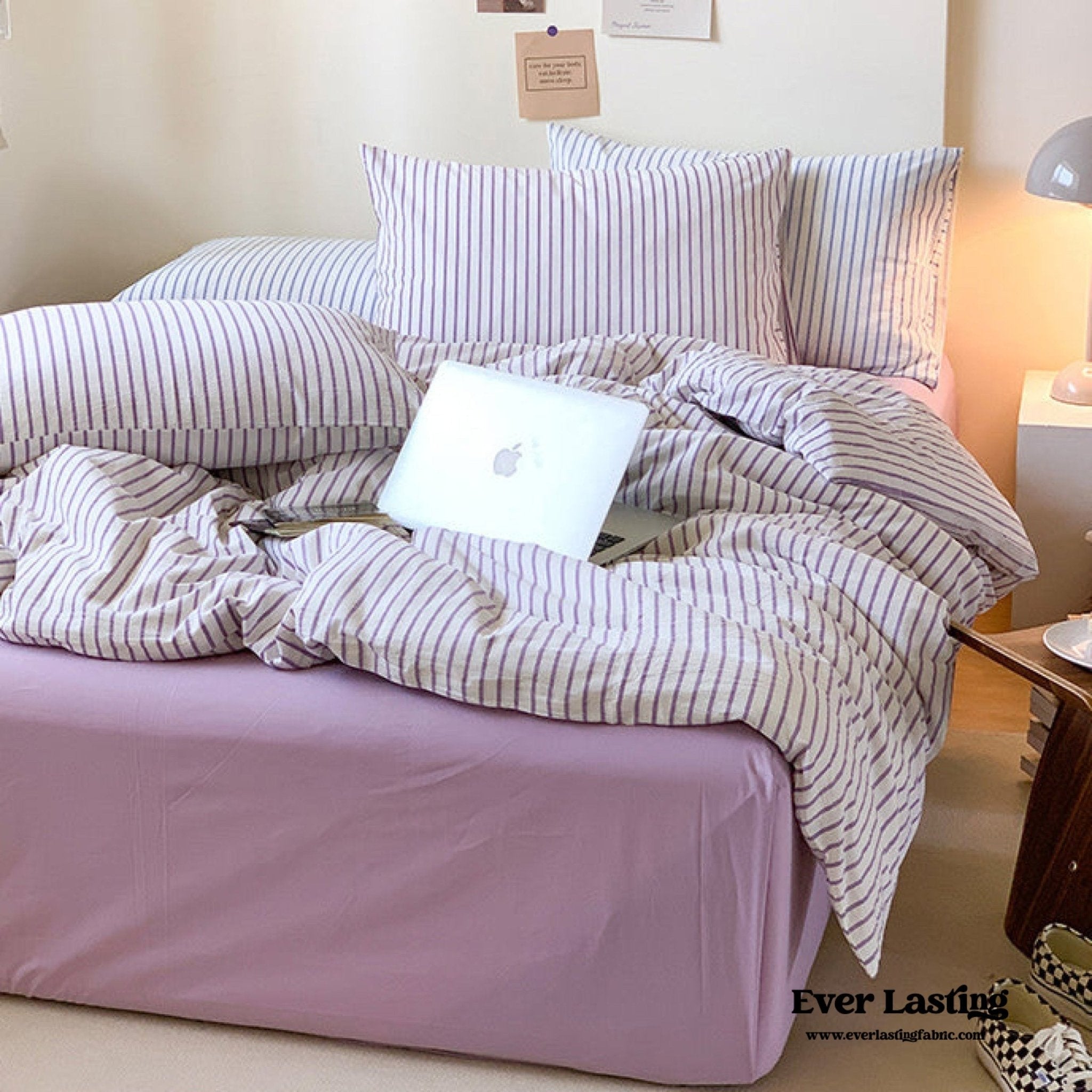 Candy Stripe Washed Cotton Bedding Set / Yellow