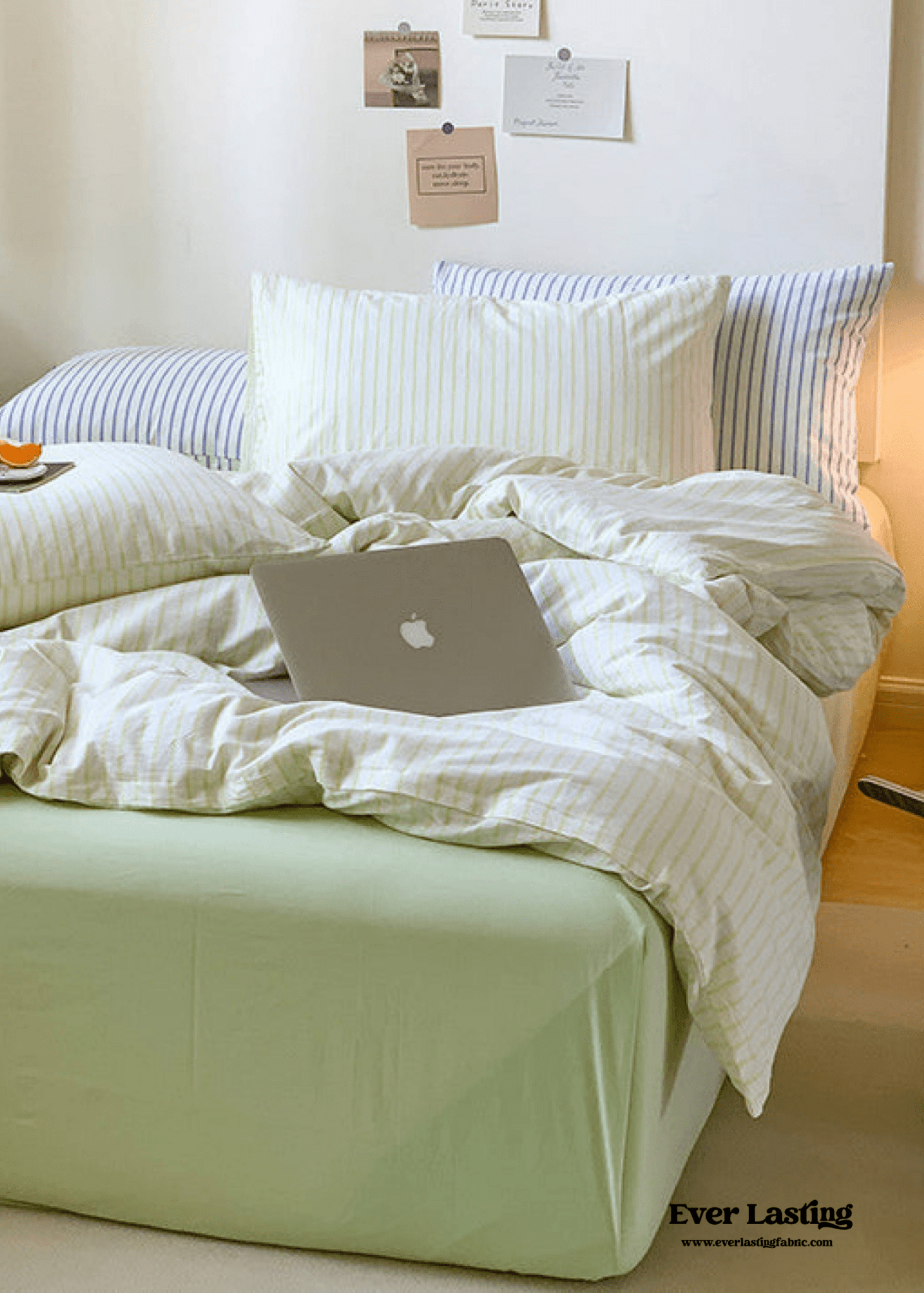 Candy Stripe Washed Cotton Bedding Set / Yellow