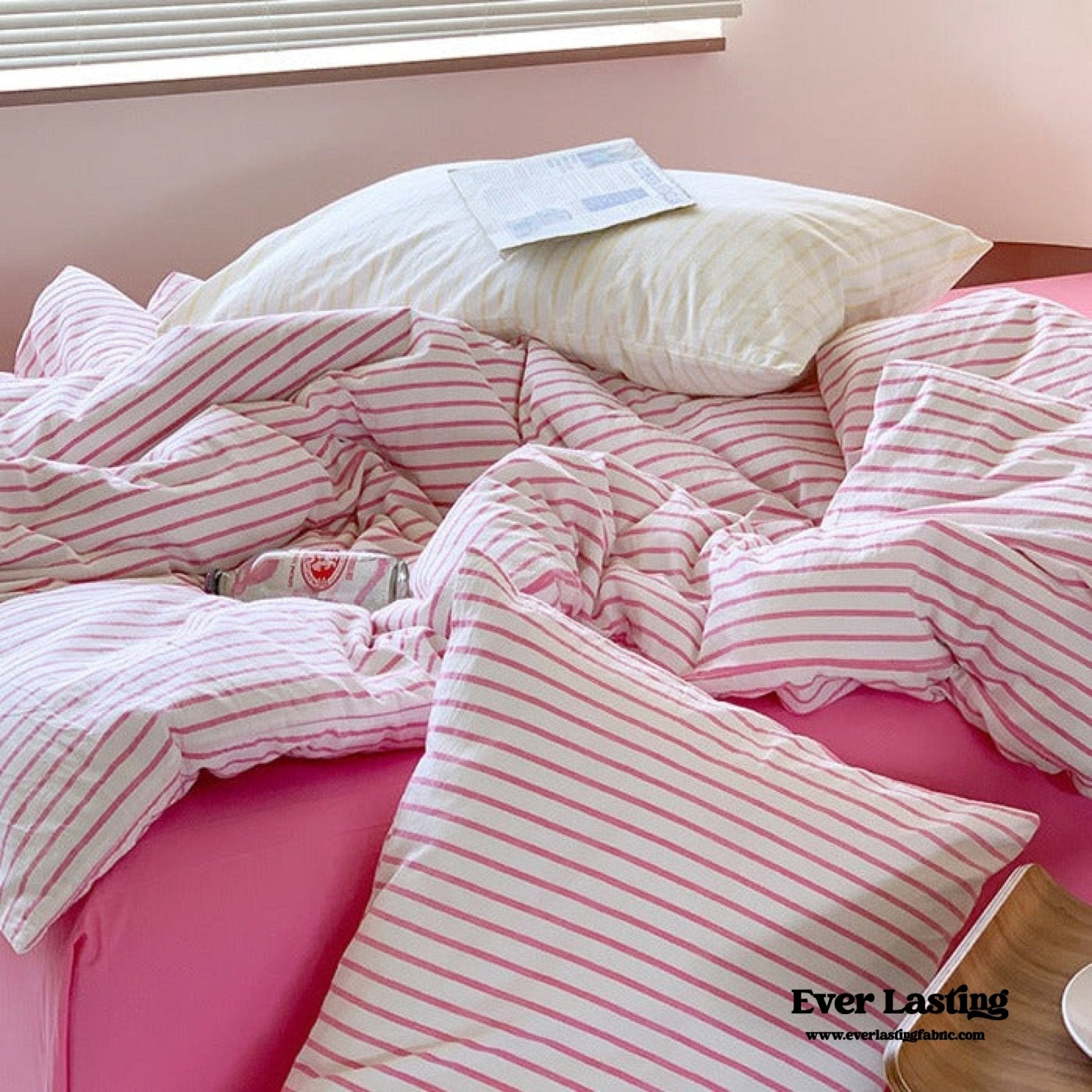 Candy Stripe Washed Cotton Bedding Set / Yellow