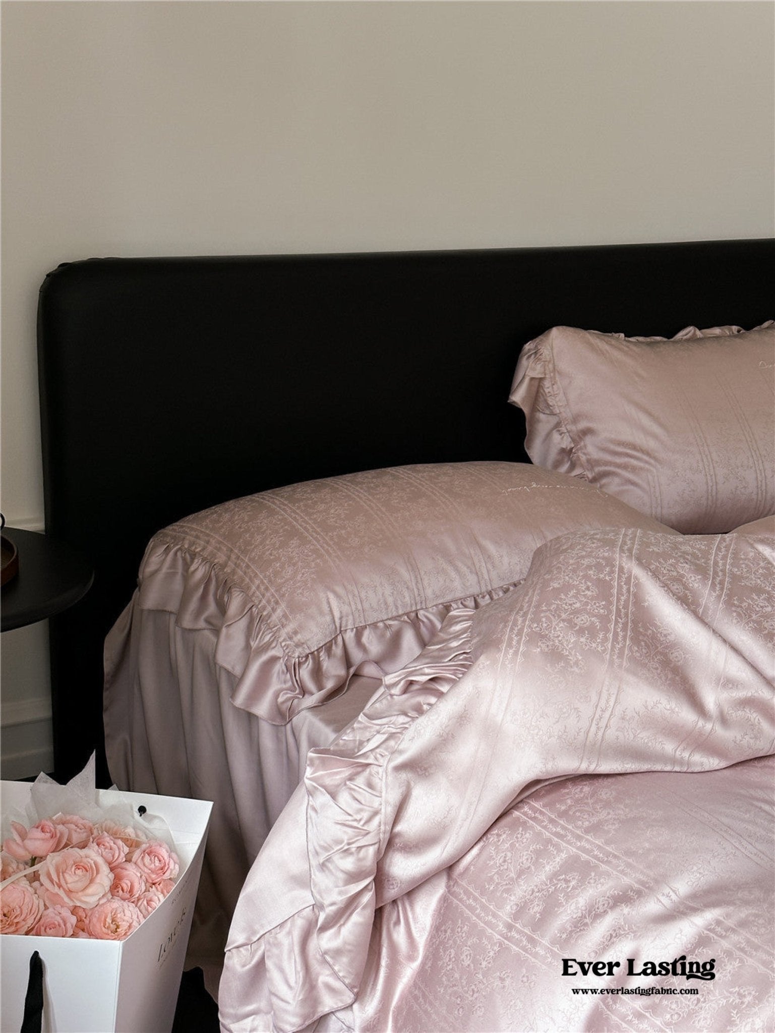 Coquette Tencel Silky Ruffle Bedding Set / White