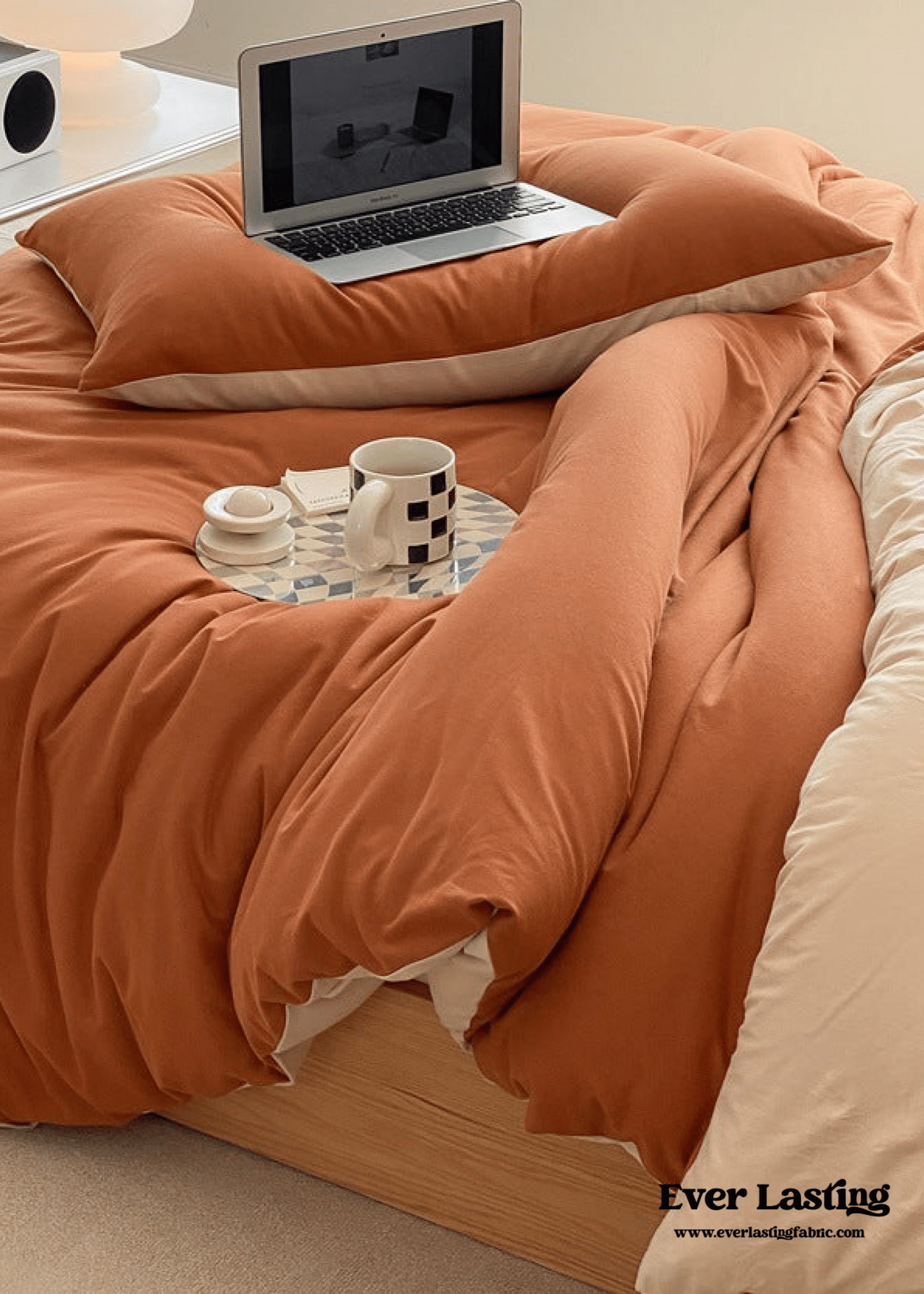 Duo Earth Tone Jersey Knit Bedding Set / Pink Beige