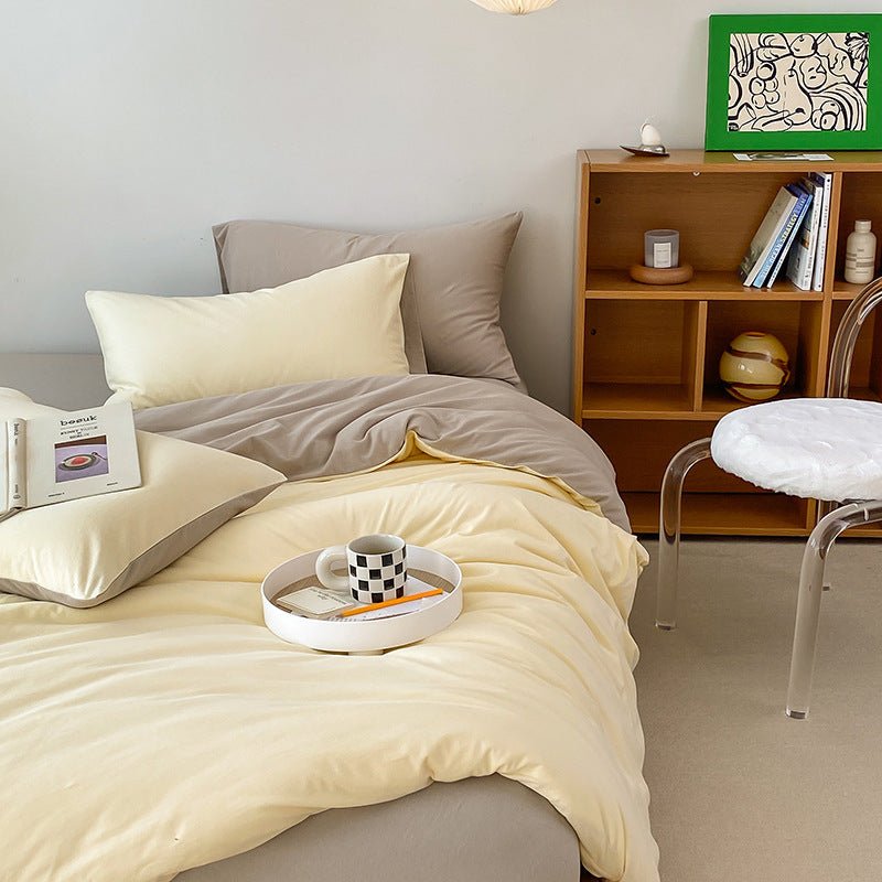 Duo Earth Tone Jersey Knit Bedding Set / Pink Beige