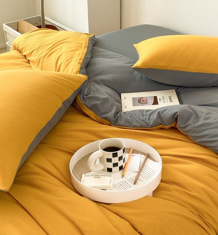 Duo Earth Tone Jersey Knit Bedding Set / Pink Beige