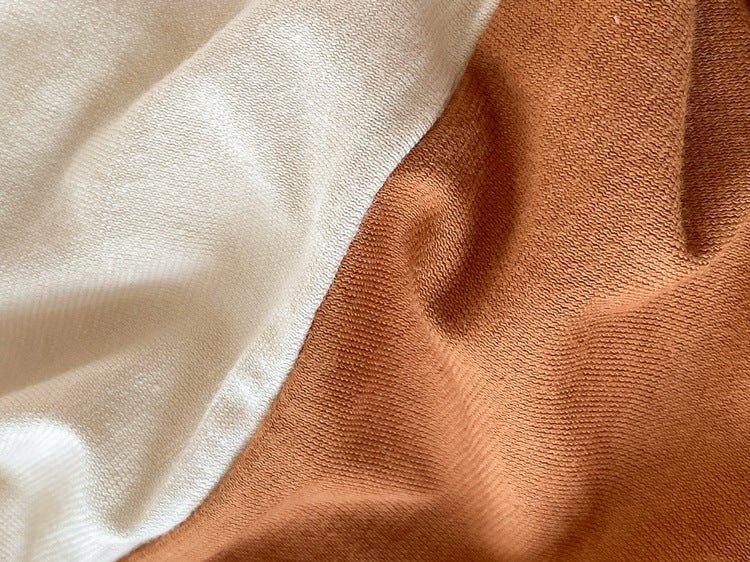 Duo Earth Tone Jersey Knit Bedding Set / White Beige