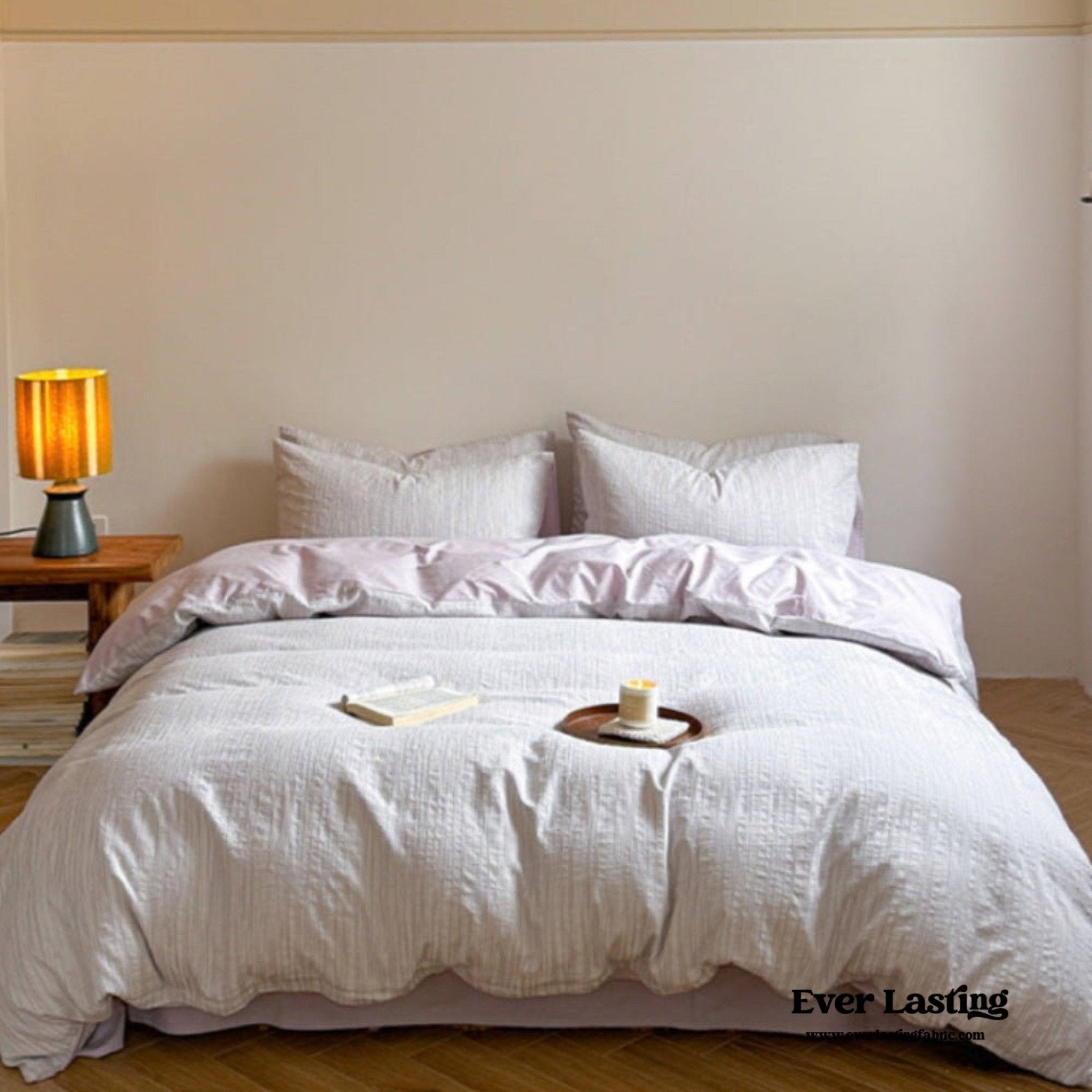Emma Duo Striped Jacquard Bedding Set / Cream