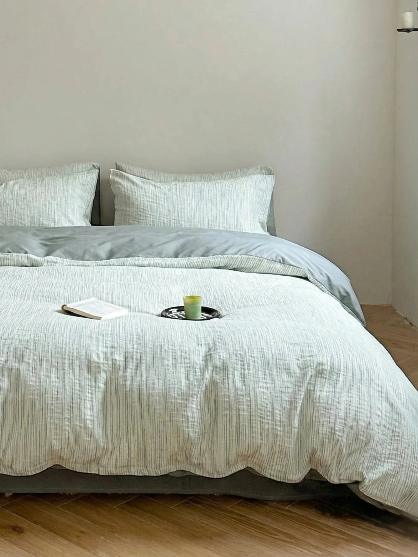 Emma Duo Striped Jacquard Bedding Set / Green