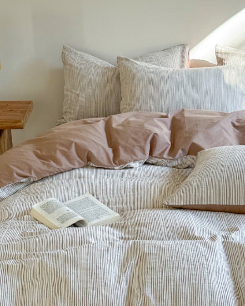 Emma Duo Striped Jacquard Bedding Set / Green