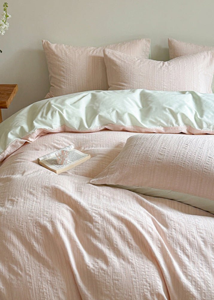 Emma Duo Striped Jacquard Bedding Set / Green