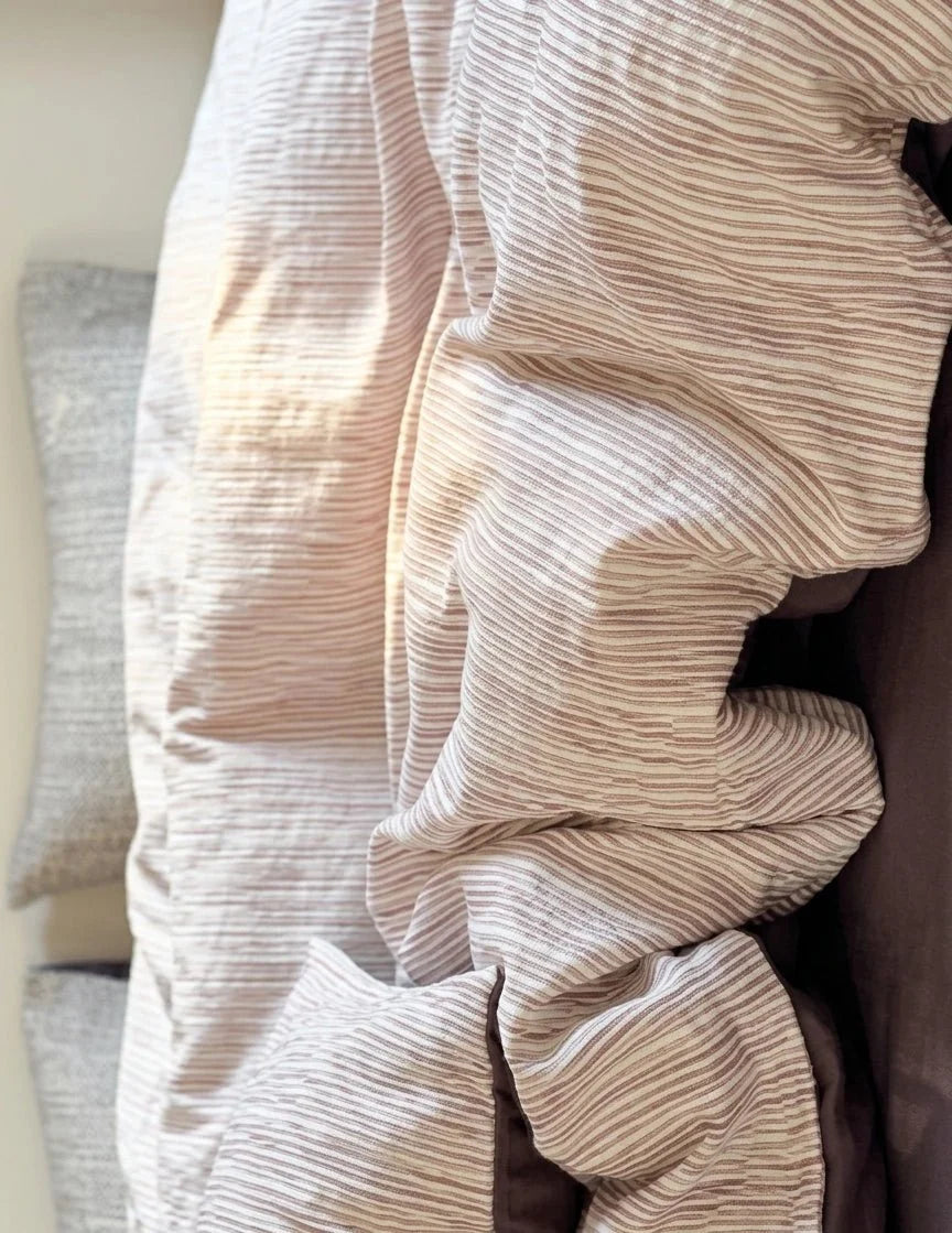 Emma Duo Striped Jacquard Bedding Set / Light Pink