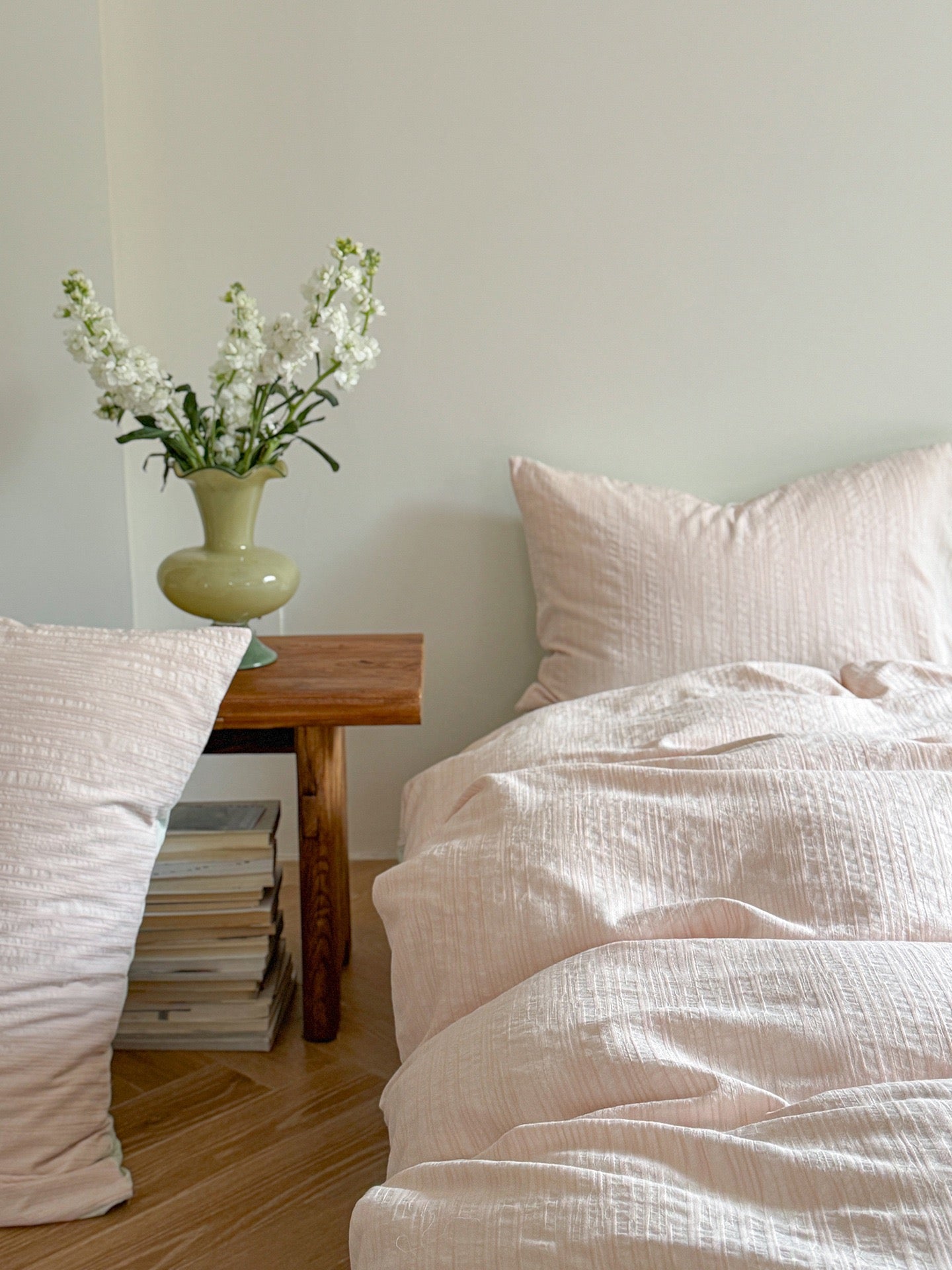 Emma Duo Striped Jacquard Bedding Set / Pink