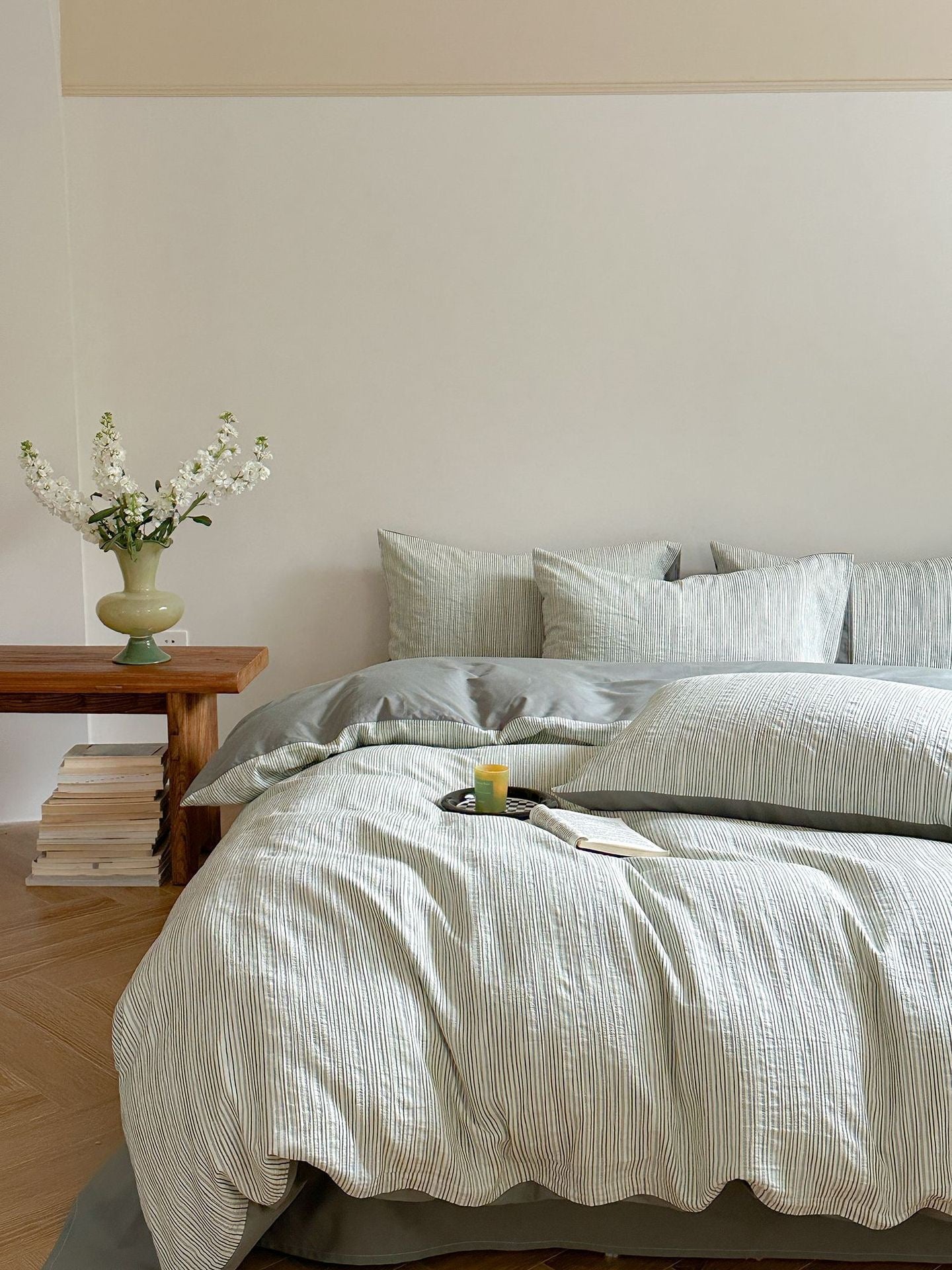 Emma Duo Striped Jacquard Bedding Set / Pink