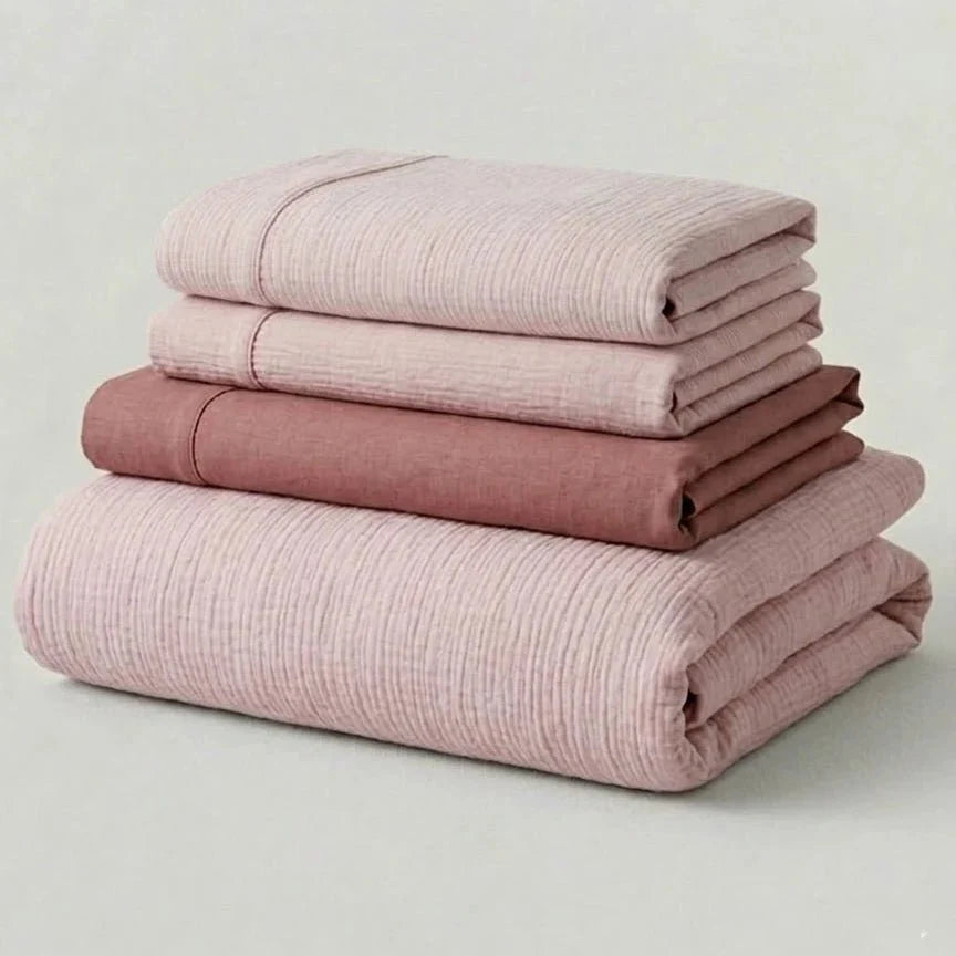 Emma Duo Striped Jacquard Bedding Set / Pink