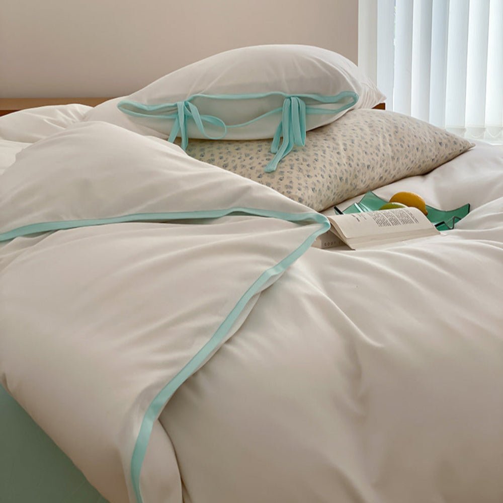 Evangeline Pastel Bow Tie Twill Bedding Set / Blue