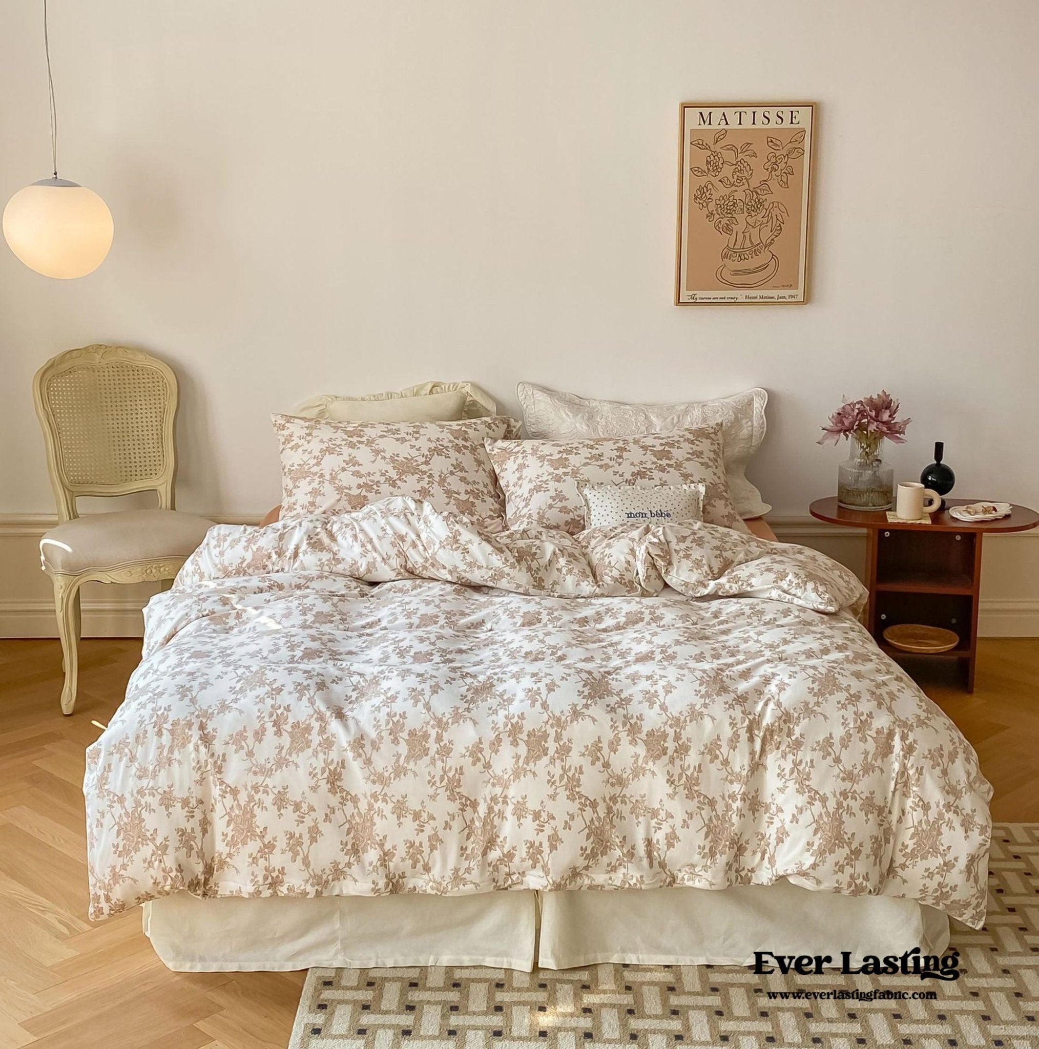 Fleur Elegant Floral Knit Cotton Bedding Set / Blue