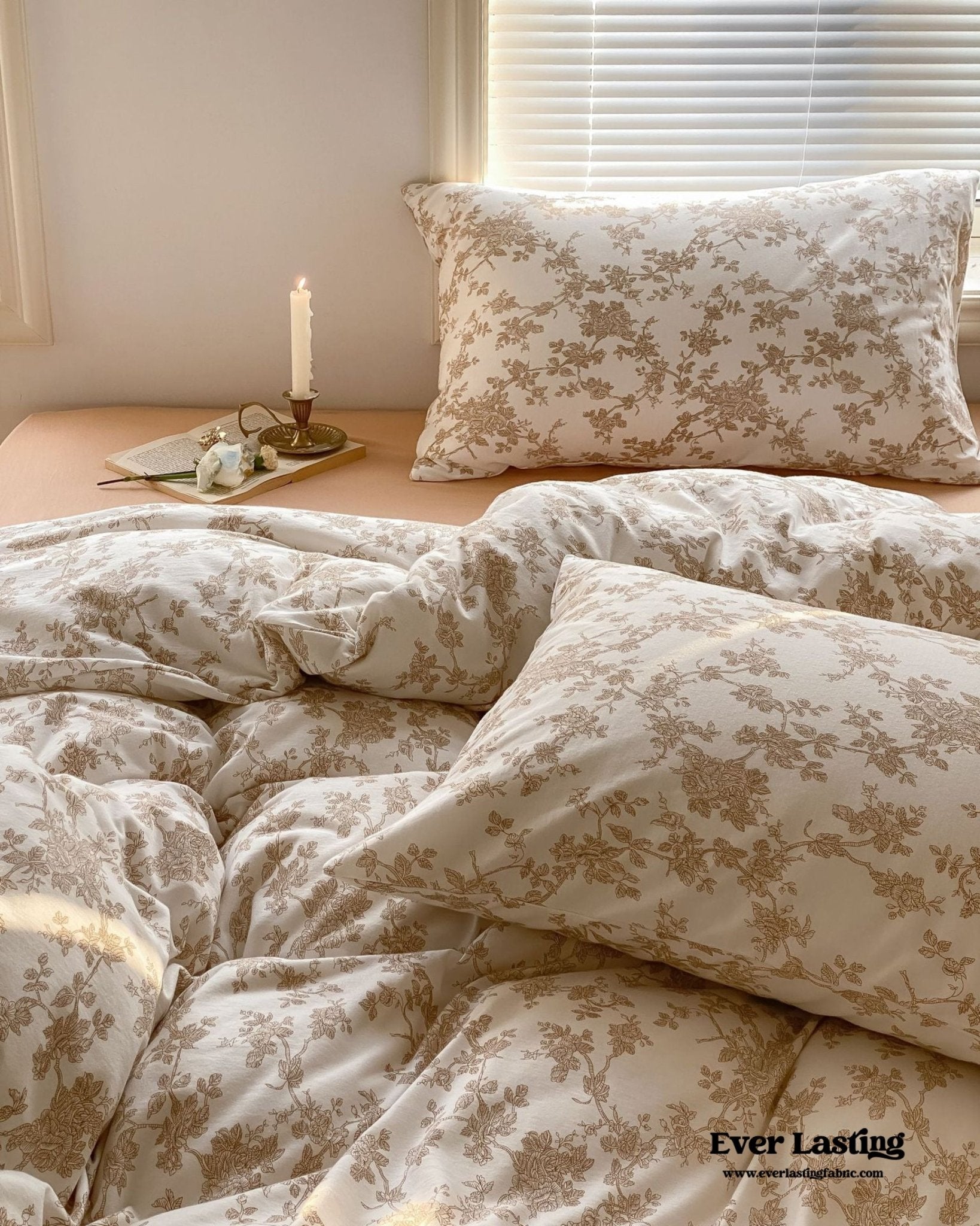 Fleur Elegant Floral Knit Cotton Bedding Set / Blue