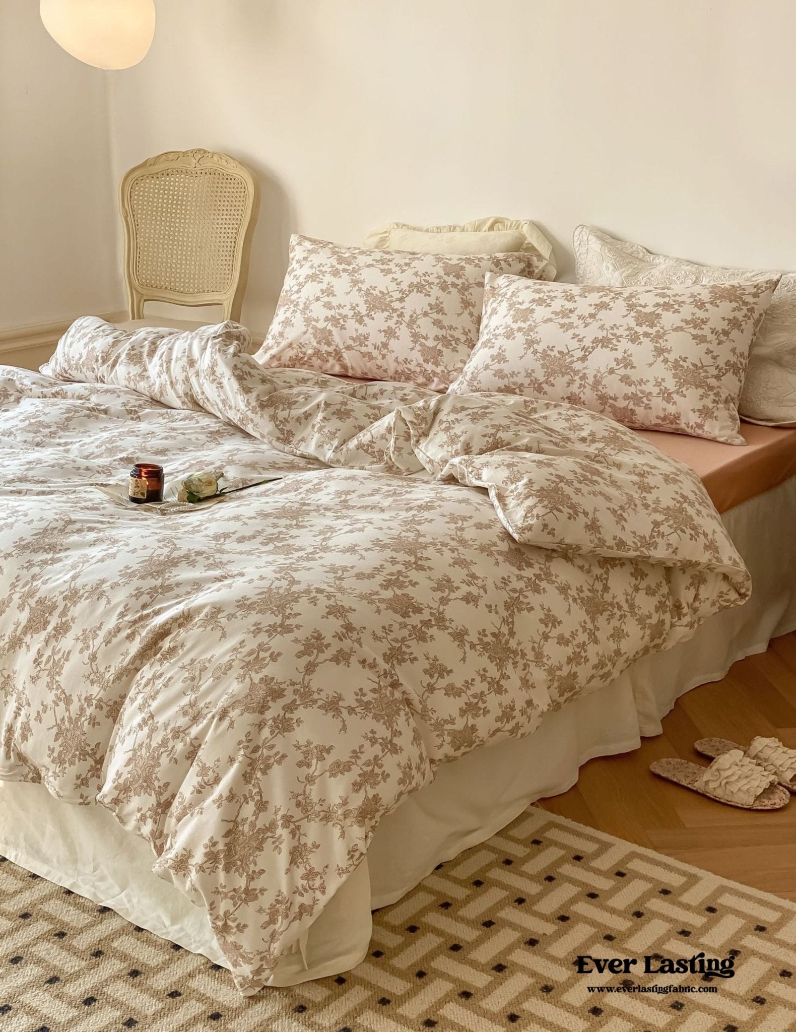 Fleur Elegant Floral Knit Cotton Bedding Set / Blue