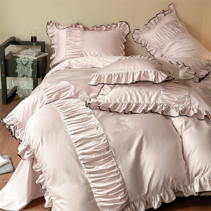 French Pleated Ruffle Bedding Set / Cream