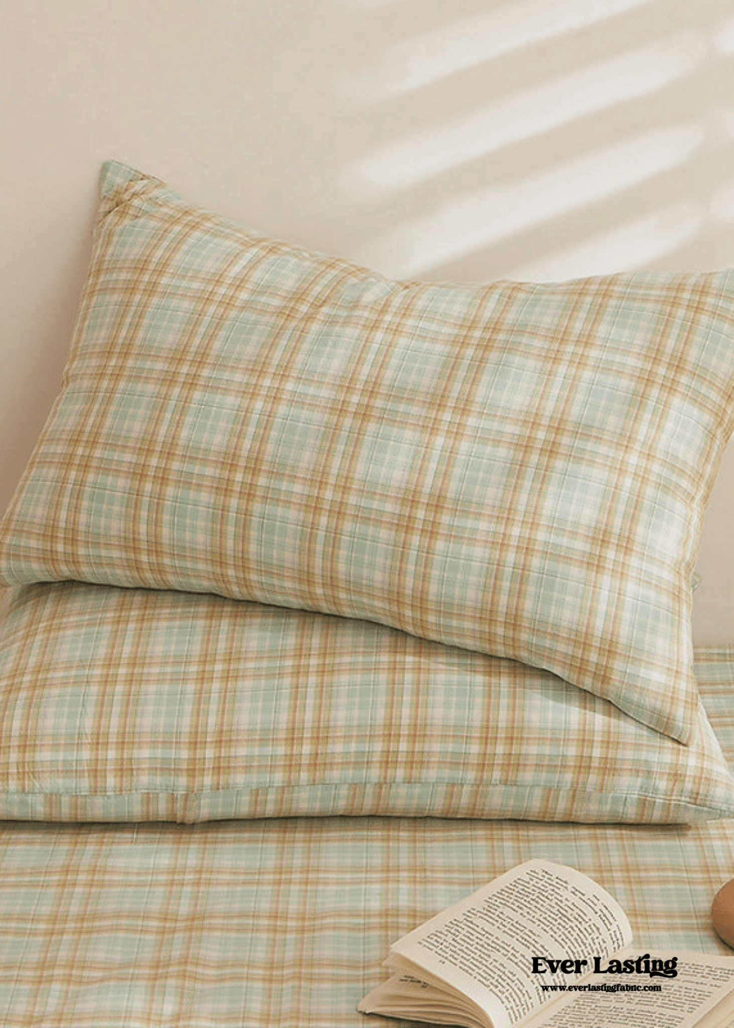 Fresh Plaid Washed Cotton Pillowcases
