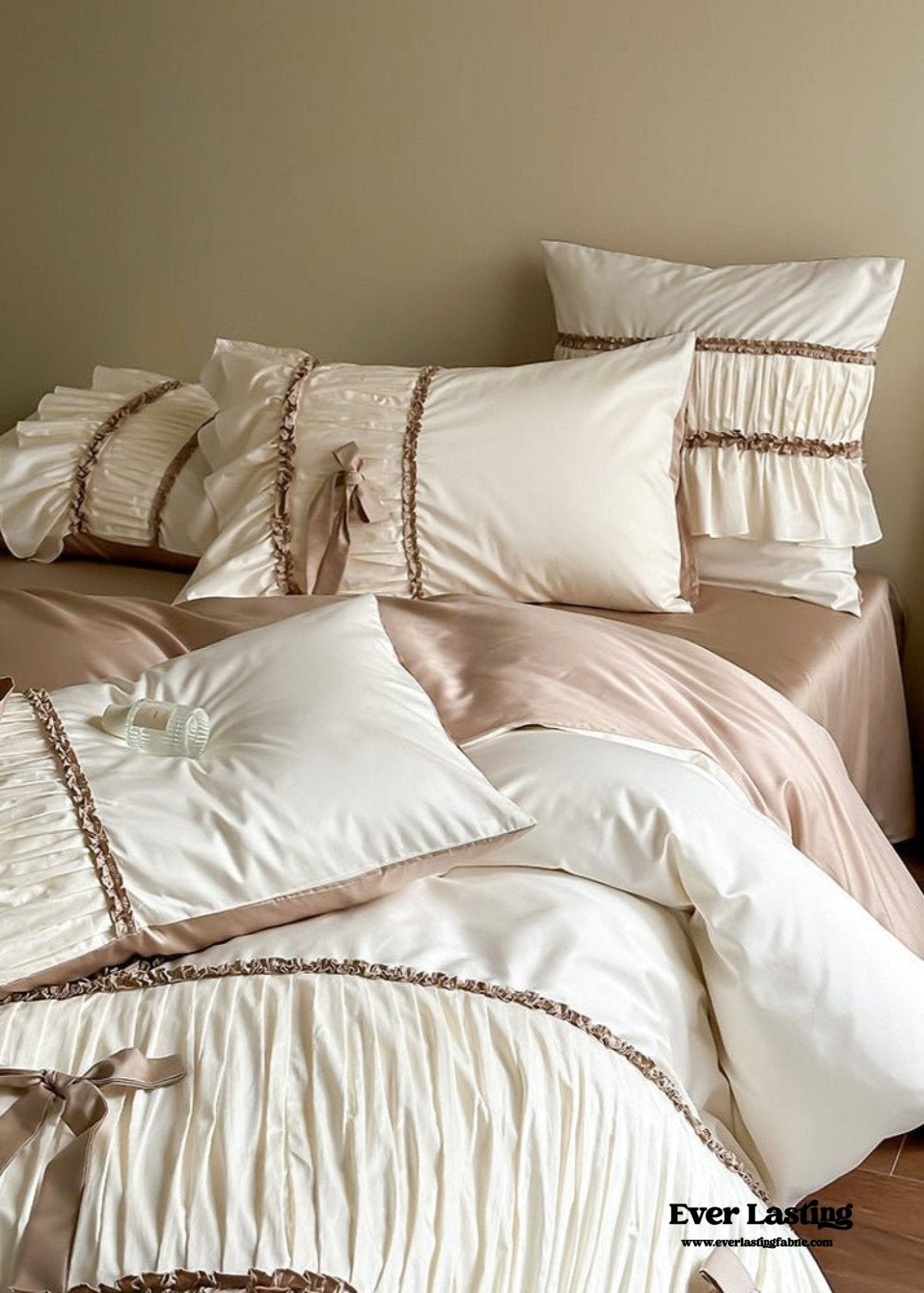 Genevieve Bow Tied TENCEL™ Bedding Set / Beige