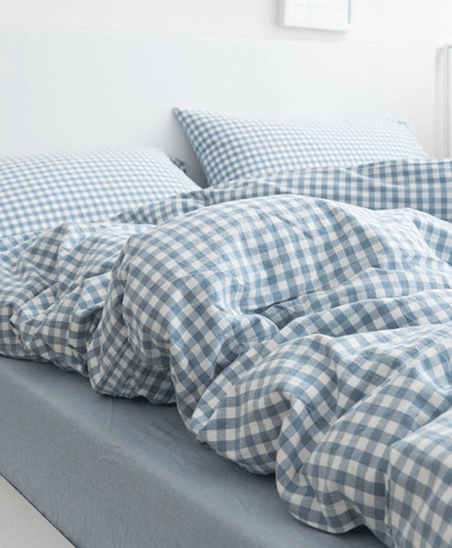 Gingham Bedding Set / Blue