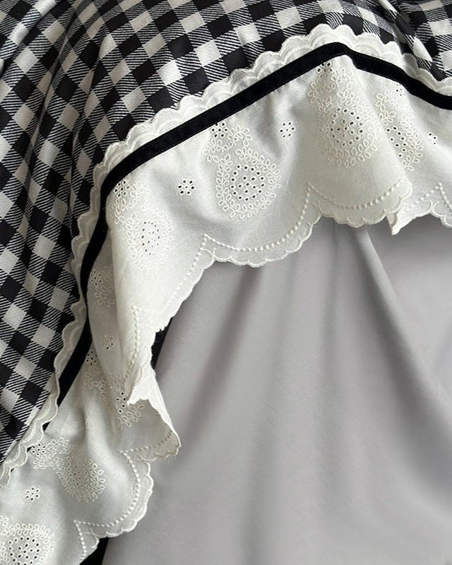 Hazel Vintage Gingham Ruffle Bedding Set / Black