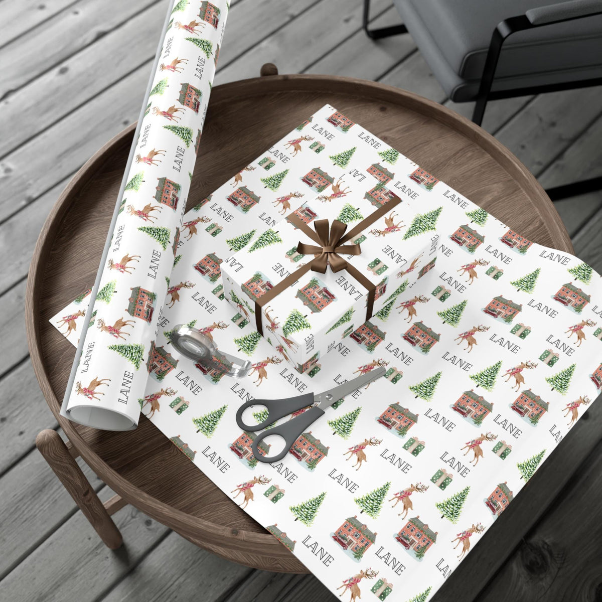 Christmas At Home Personalized Wrapping Paper