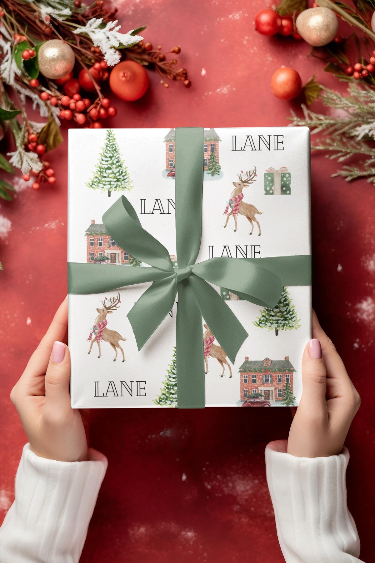Christmas At Home Personalized Wrapping Paper