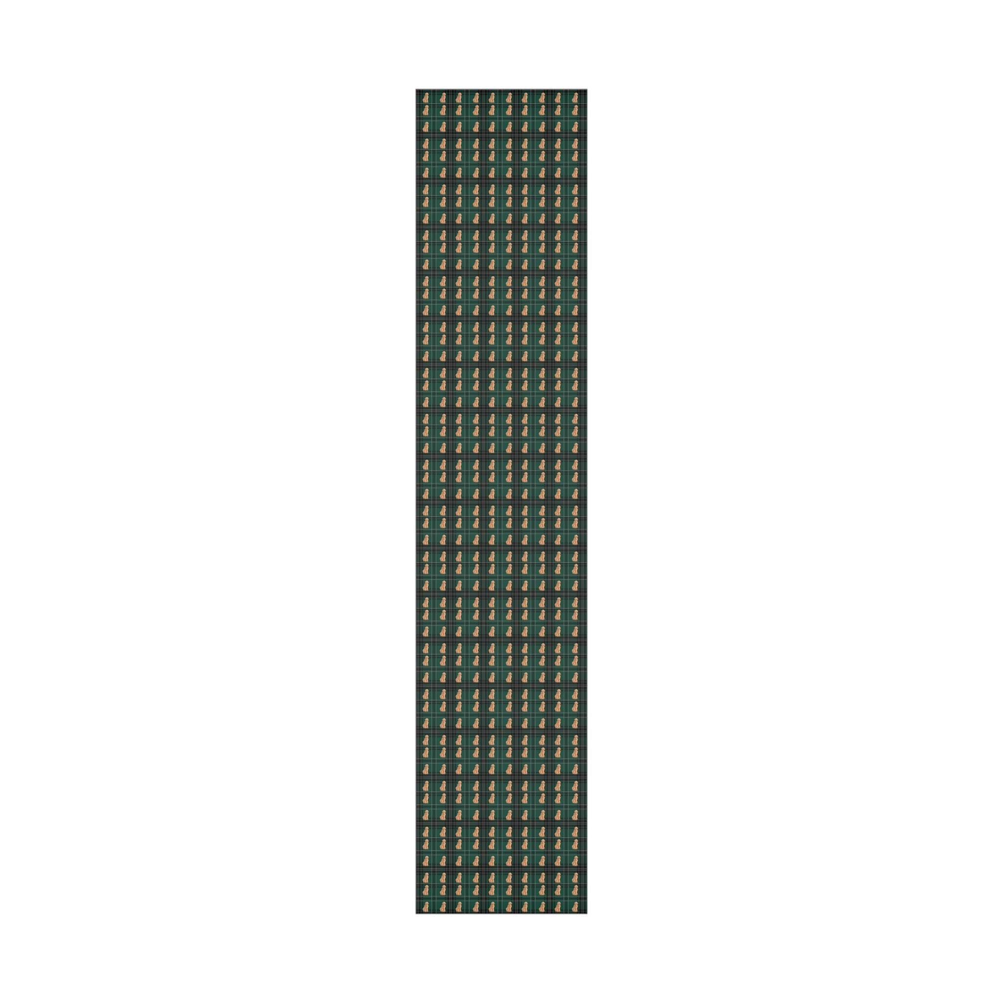Golden Retriever Green Plaid Wrapping Paper