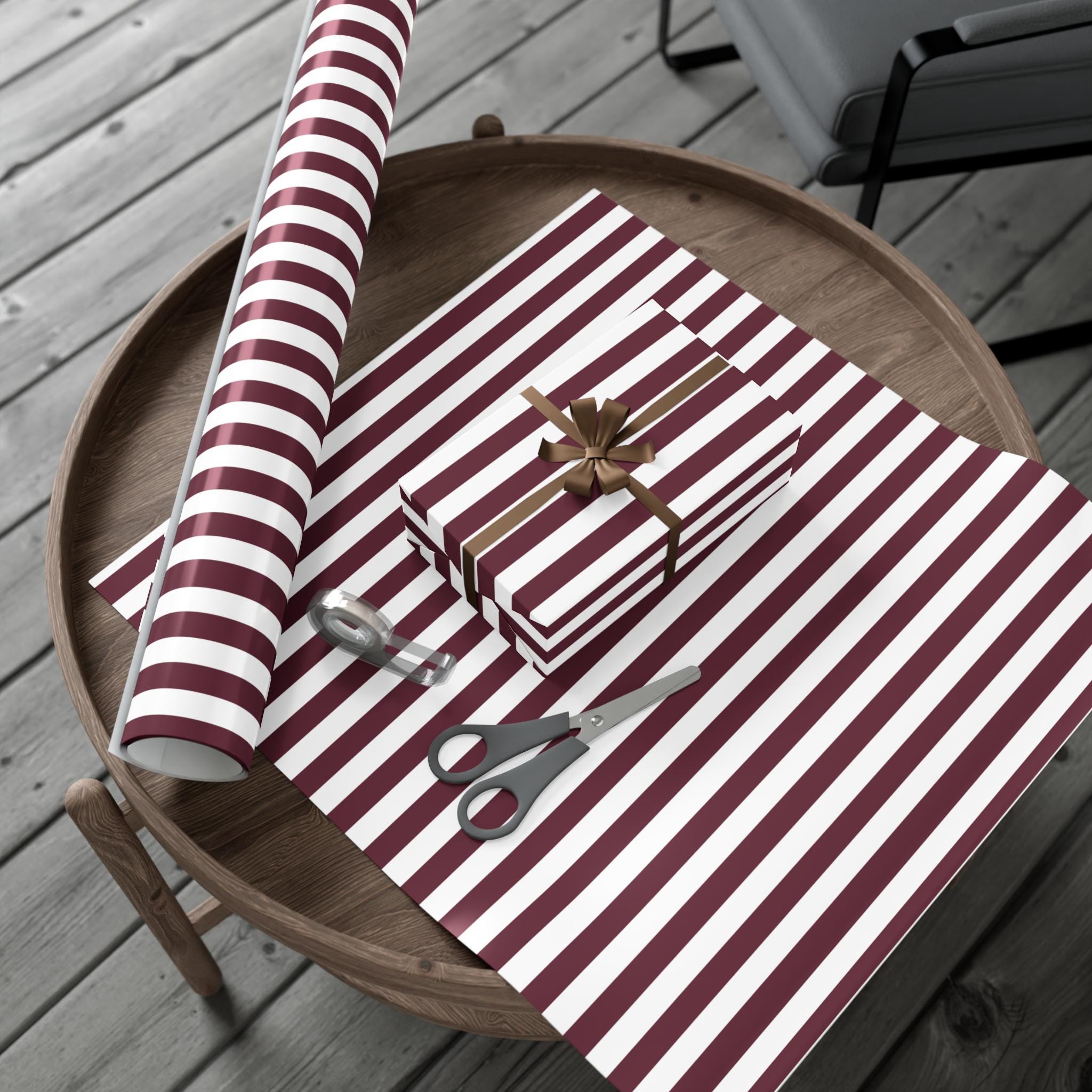 Burgundy Striped Wrapping Paper