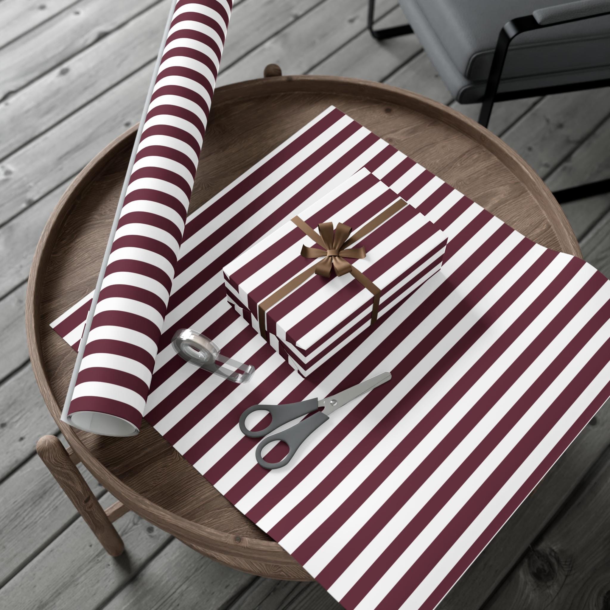 Burgundy Striped Wrapping Paper
