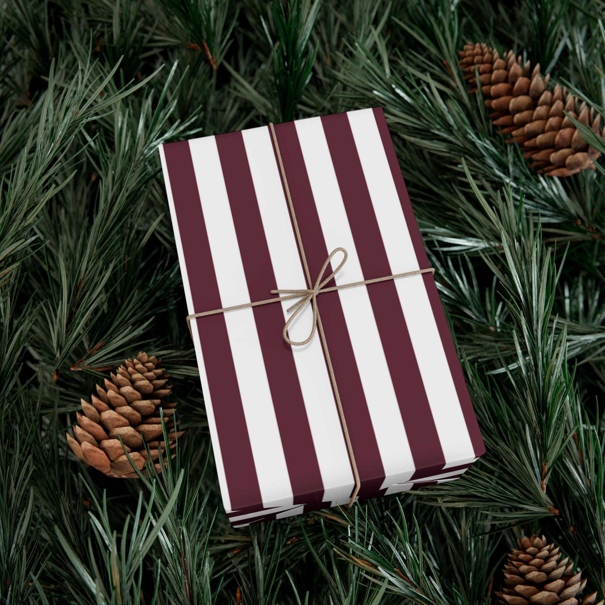 Burgundy Striped Wrapping Paper