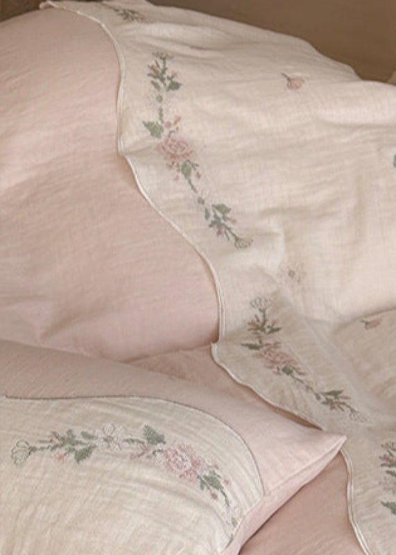 Maeve Floral Double Gauze Bedding Set / Pink