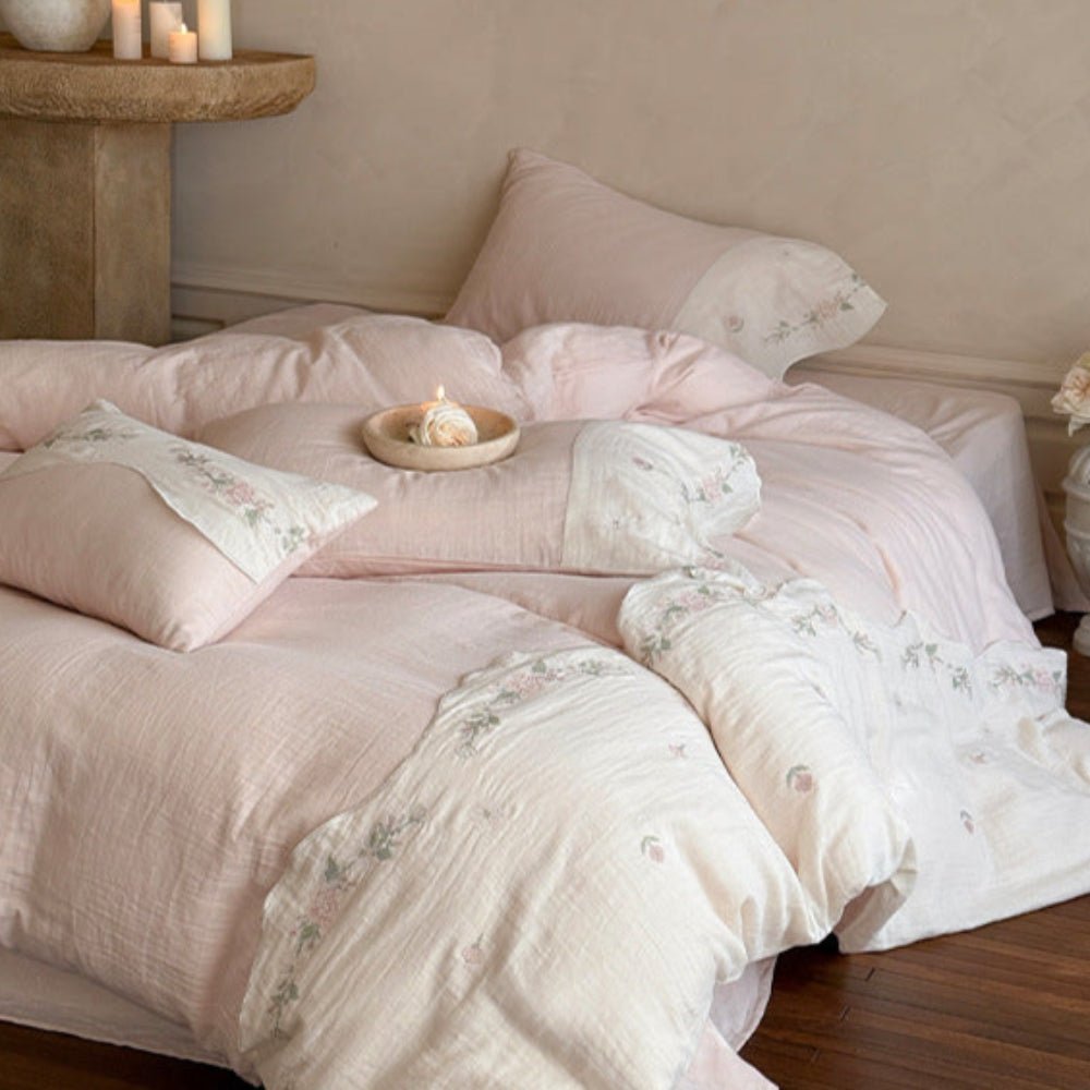 Maeve Floral Double Gauze Bedding Set / Pink