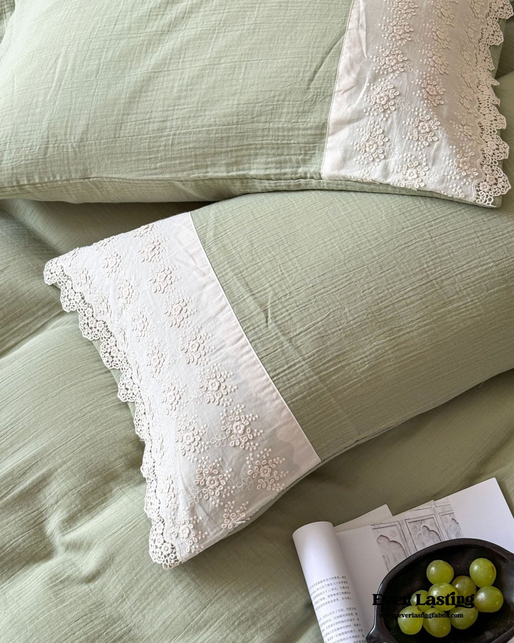 Margaux Lace Double Gauze Bedding Set / Pastel Pink