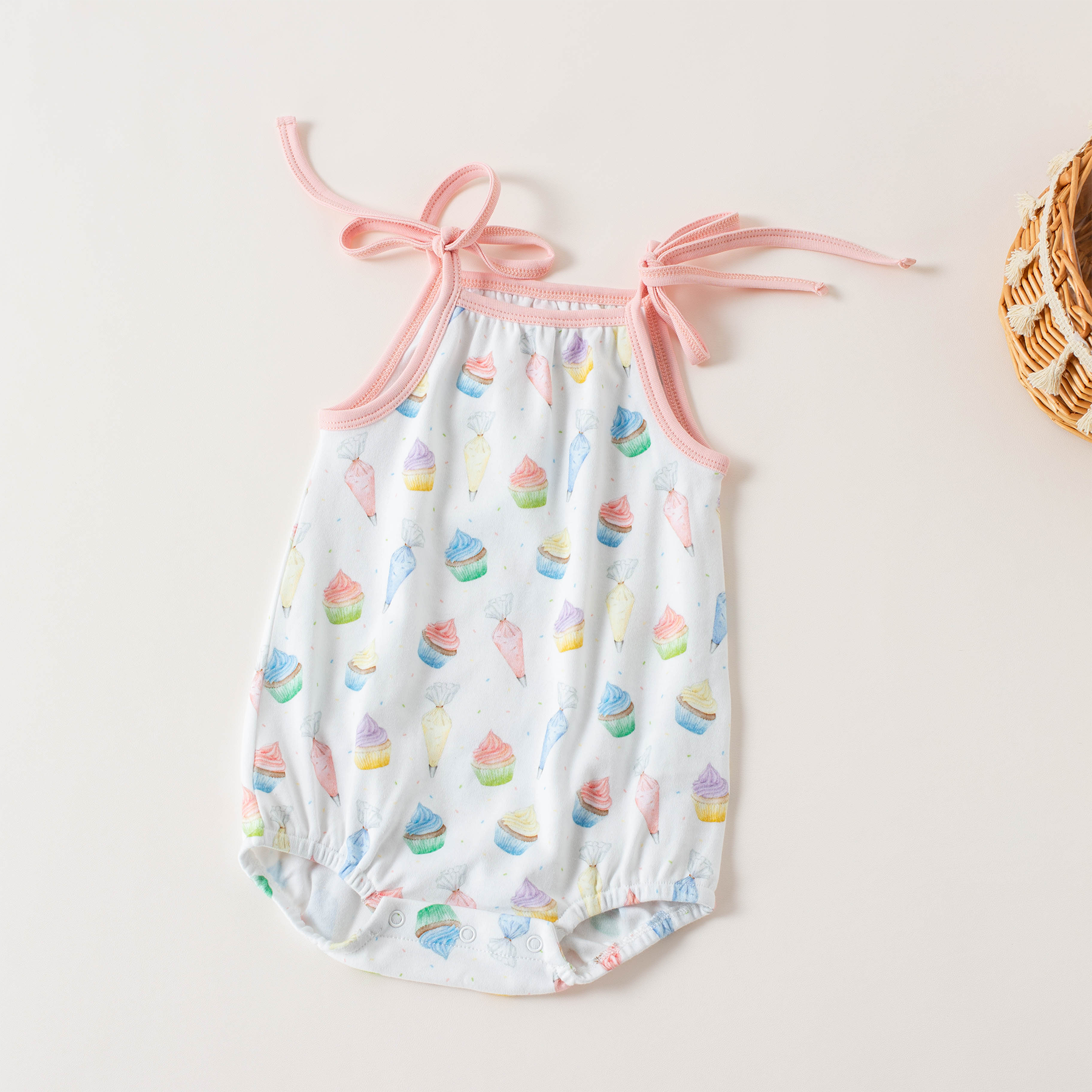 Frosted Happiness Organic Cotton Shoulder-Tie Onesie
