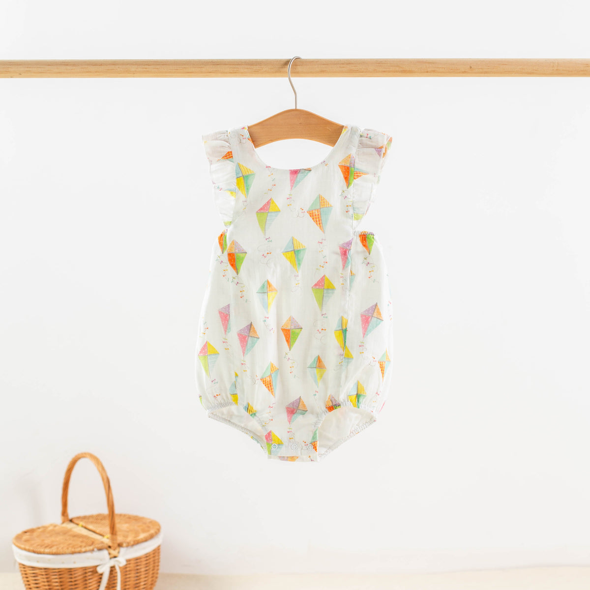 Reach for the Sky Organic Muslin Bubble Romper