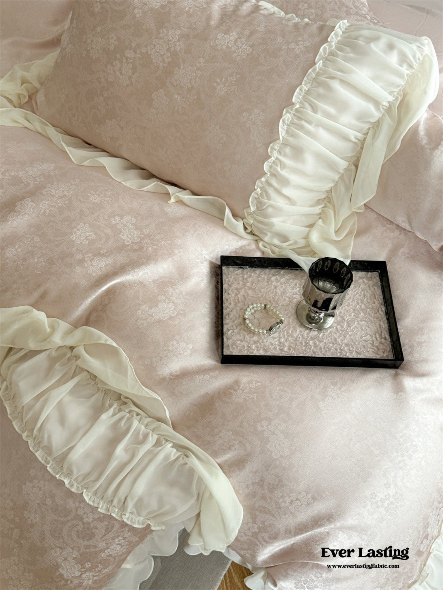 Pink Floral Ruffle Cottage Bedding Set