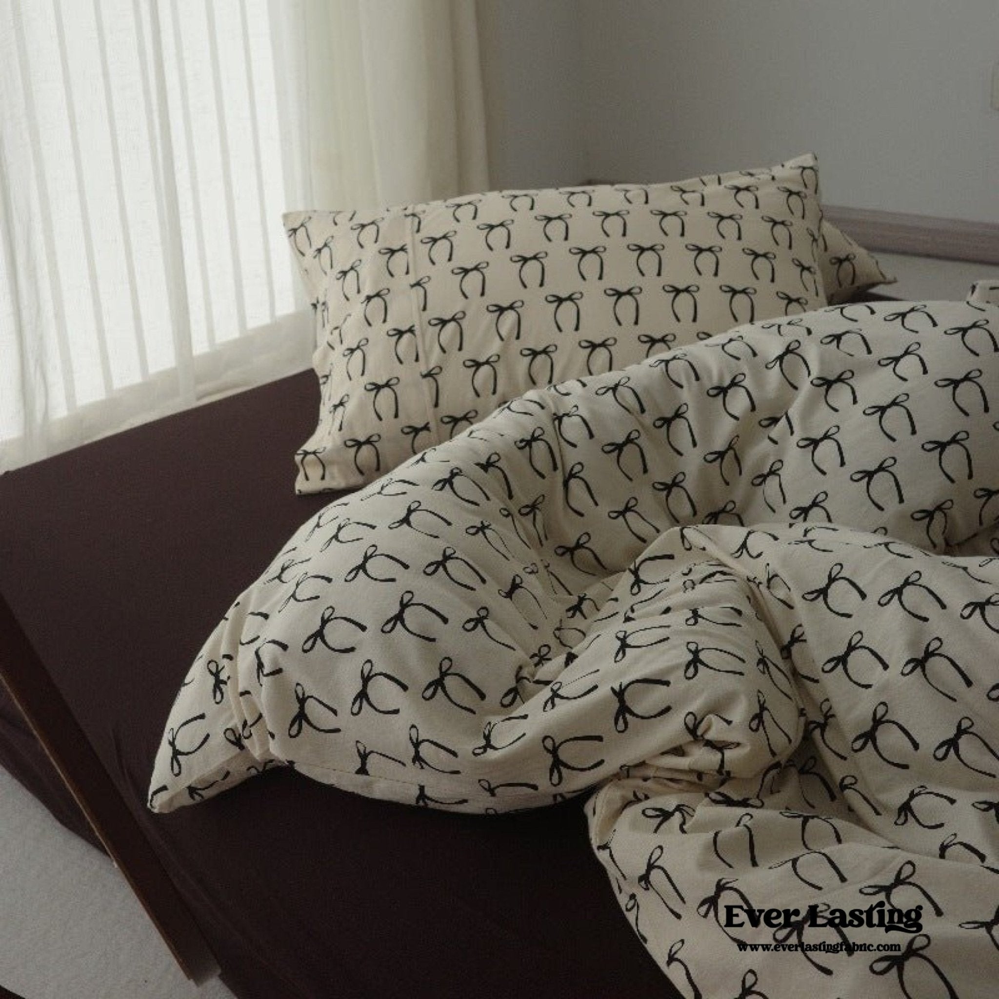 Rosemary Vintage Brown Bow Bedding Set