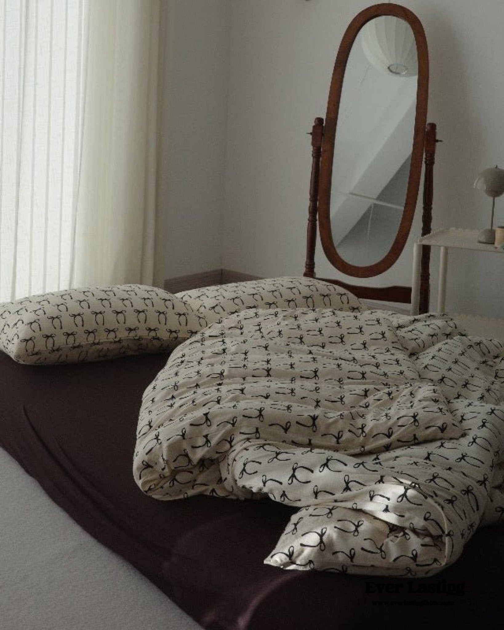 Rosemary Vintage Brown Bow Bedding Set